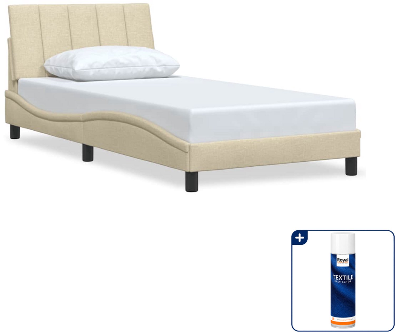 vidaXL bedframe Hanko - 100 x 200 cm - stof - crème - Inclusief textielbeschermer 500 ml