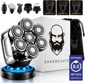 Sansbeauté® 6-in-1 Scheerapparaat Mannen - Complete Set - Trimmer & Tondeuse - Electric Face & Head Shaver - 7D Hoofdscheerapparaat - Hoofd Kaal Scheren – Nat & Droog - Draadloos Opladen - Elektrisch
