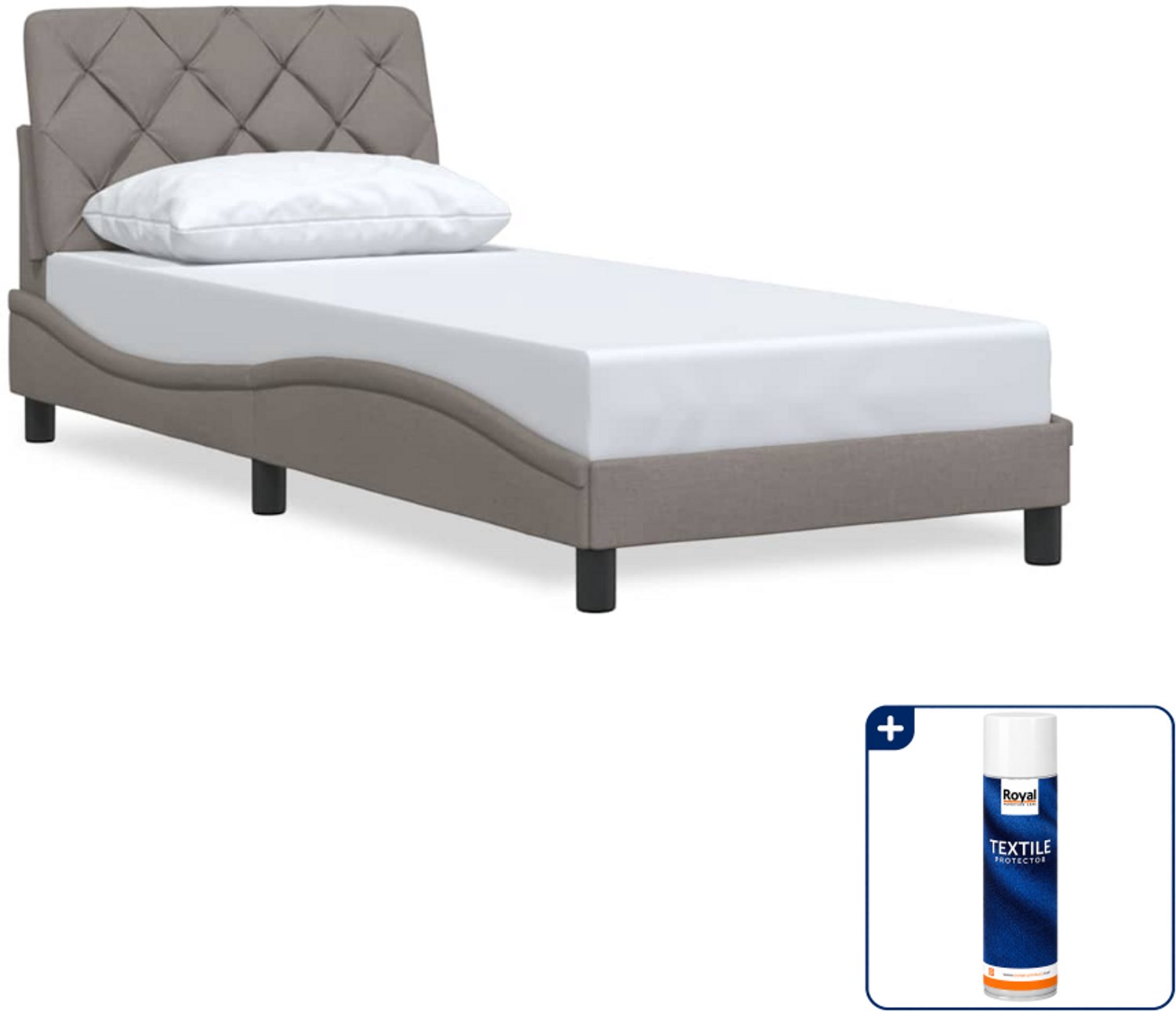 vidaXL bedframe - 80 x 200 cm - stof - taupe - Inclusief textielbeschermer 500 ml Blauw