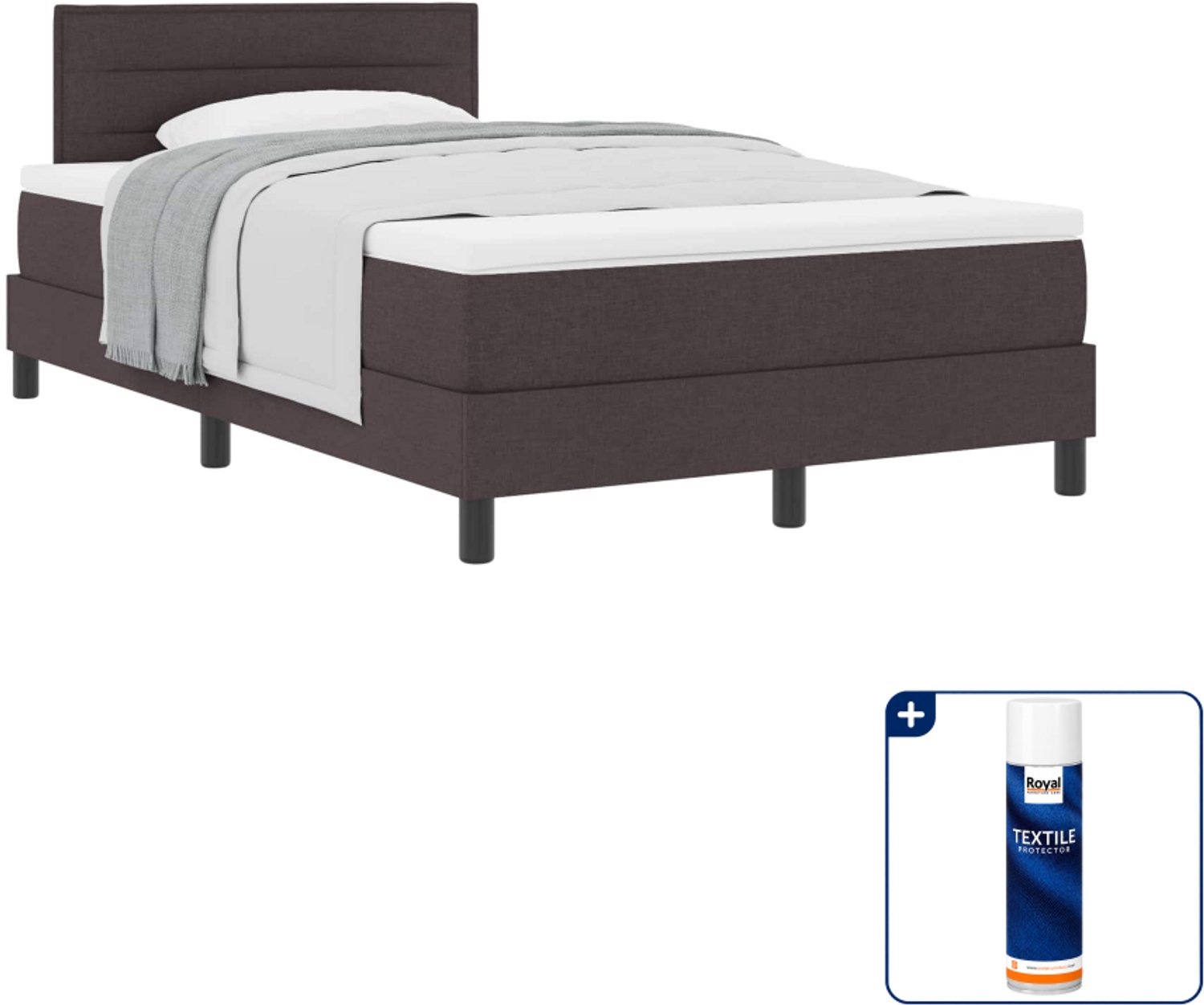 vidaXL boxspringbed - 120 x 190 cm - donkerbruin - Inclusief textielbeschermer 500 ml