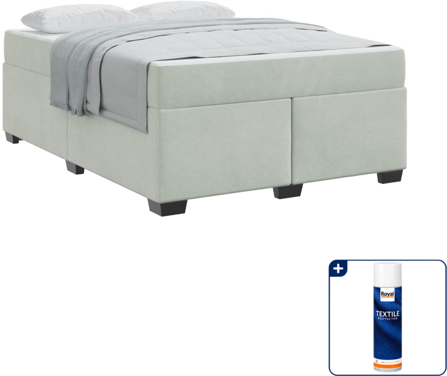 vidaXL bedframe met matras Small double - 140 x 200 cm - lichtgrijs - Inclusief textielbeschermer 500 ml