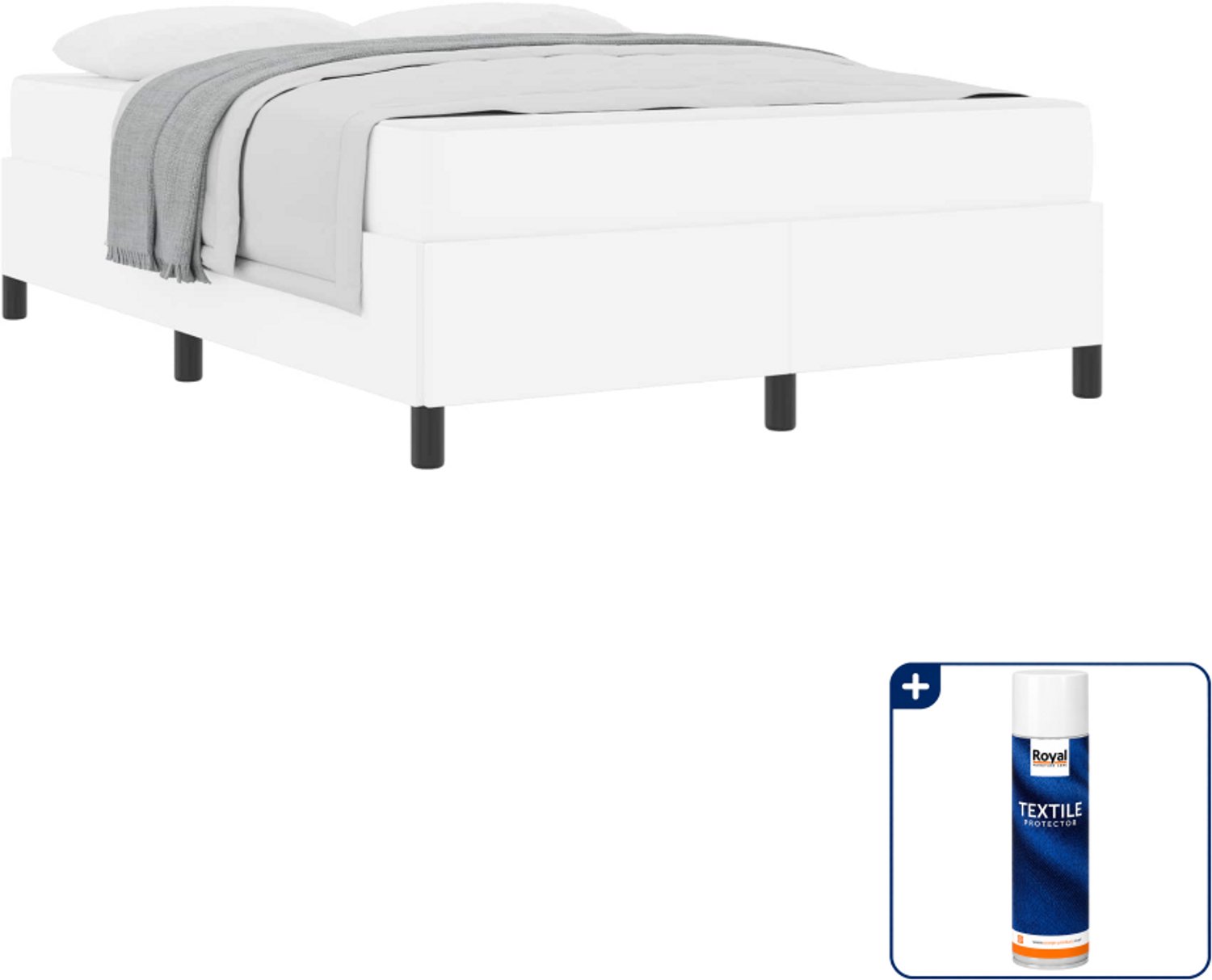 vidaXL bed met matras - Small double - 140 x 200 cm - wit - stof - Inclusief textielbeschermer 500 ml