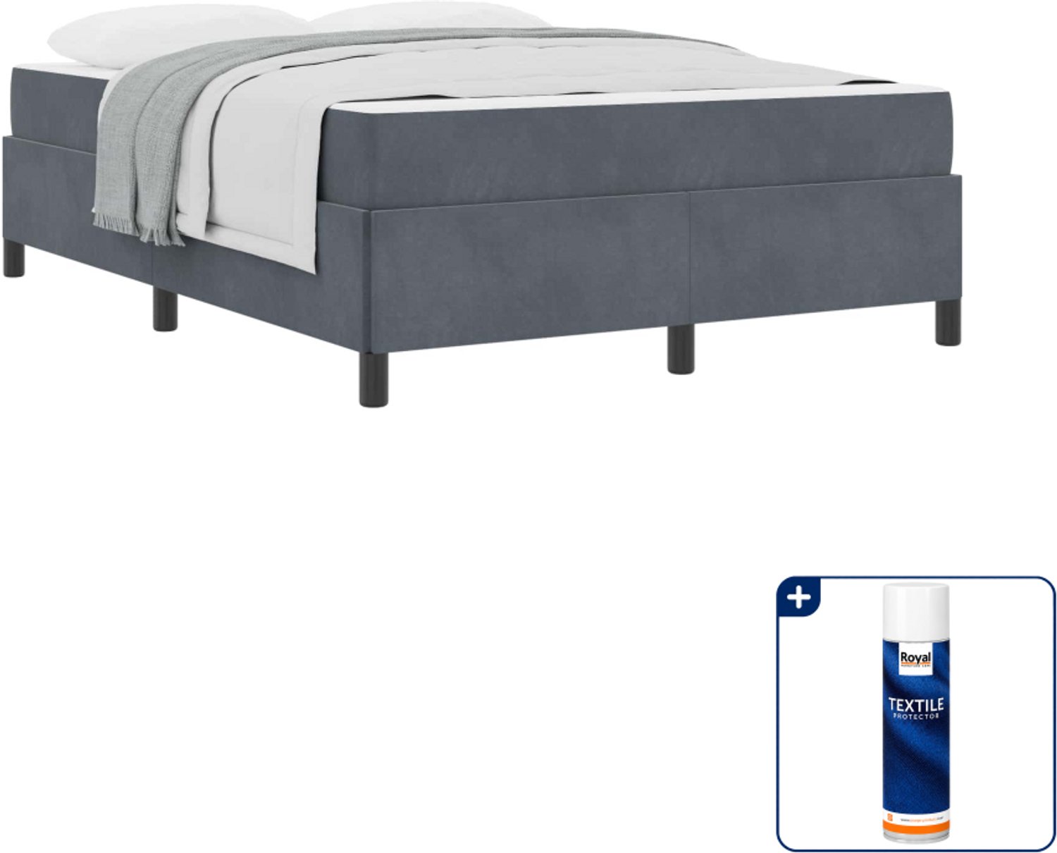 vidaXL Bedframe - Small double - 140 x 200 cm - donkergrijs - Inclusief textielbeschermer 500 ml Bruin