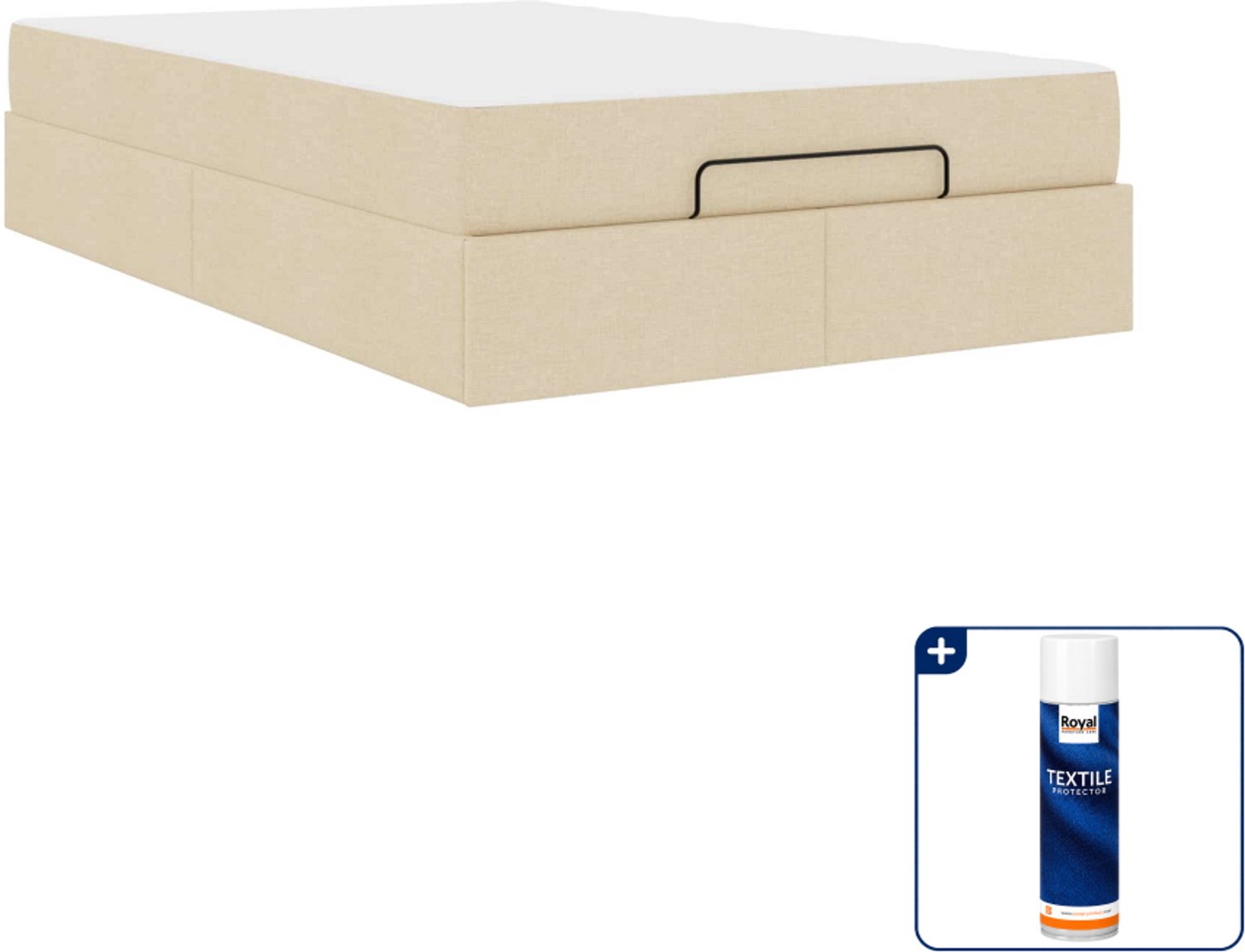 vidaXL bedframe met matras - 120 x 200 cm - stof - crème - Inclusief textielbeschermer 500 ml Bruin