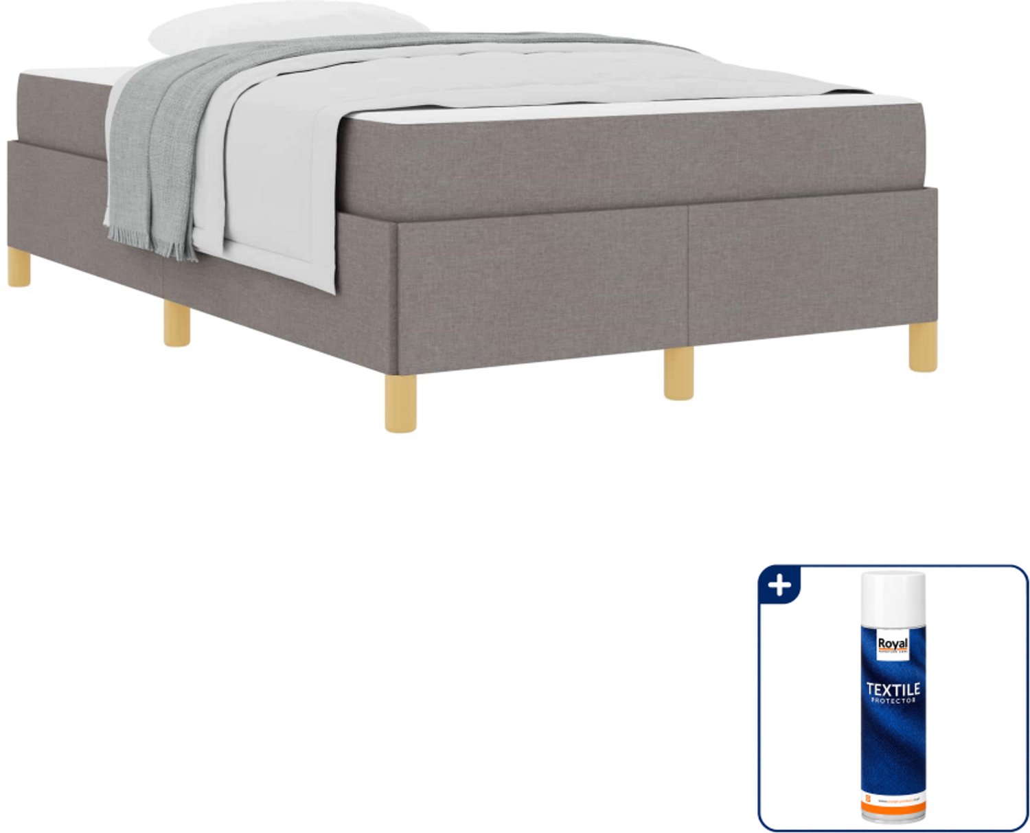 vidaXL bedframe - 120 x 190 cm - taupe - Inclusief textielbeschermer 500 ml Zwart