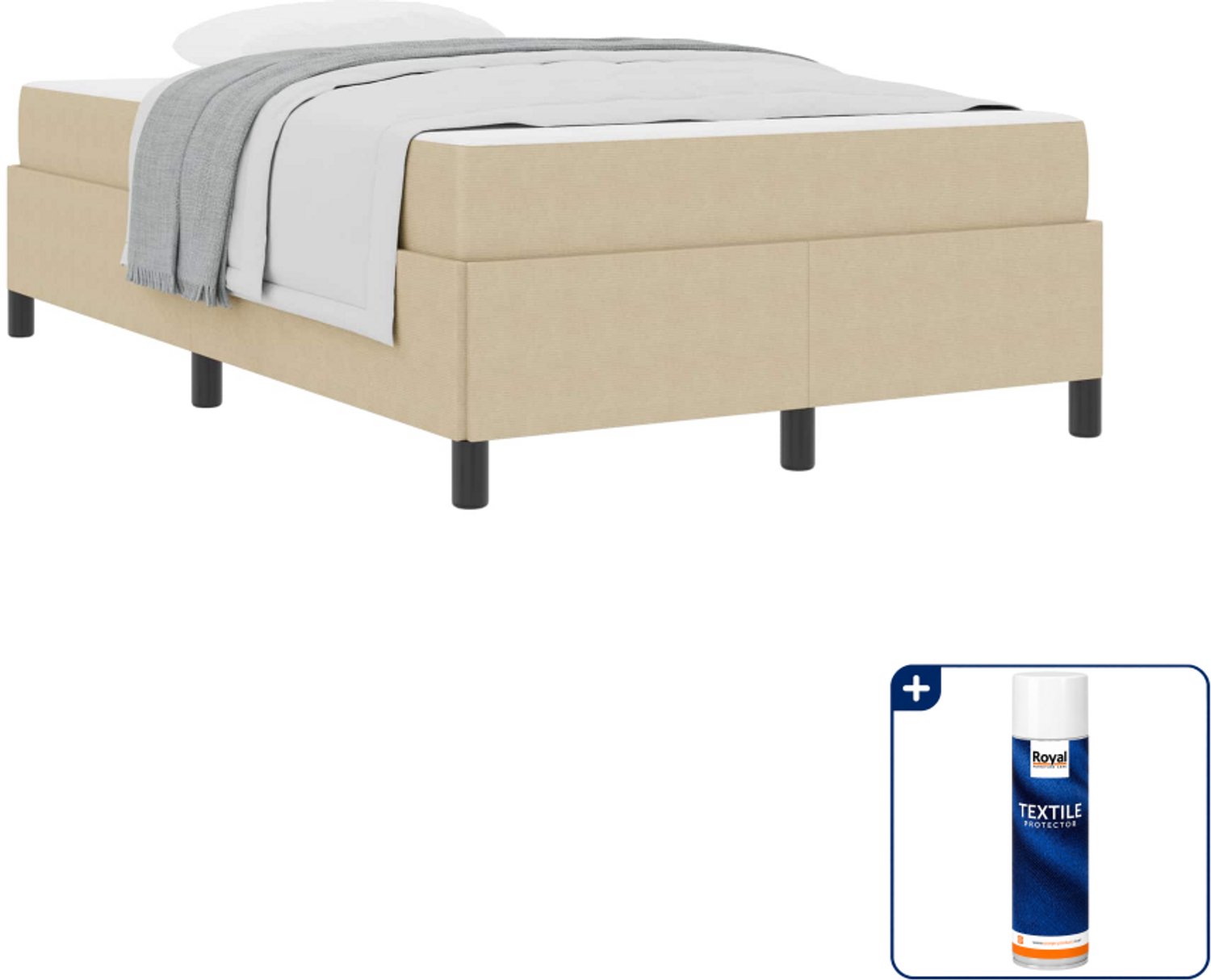 vidaXL bed met matras - 120 x 190 cm - stof - lichtgroen grijs - Inclusief textielbeschermer 500 ml