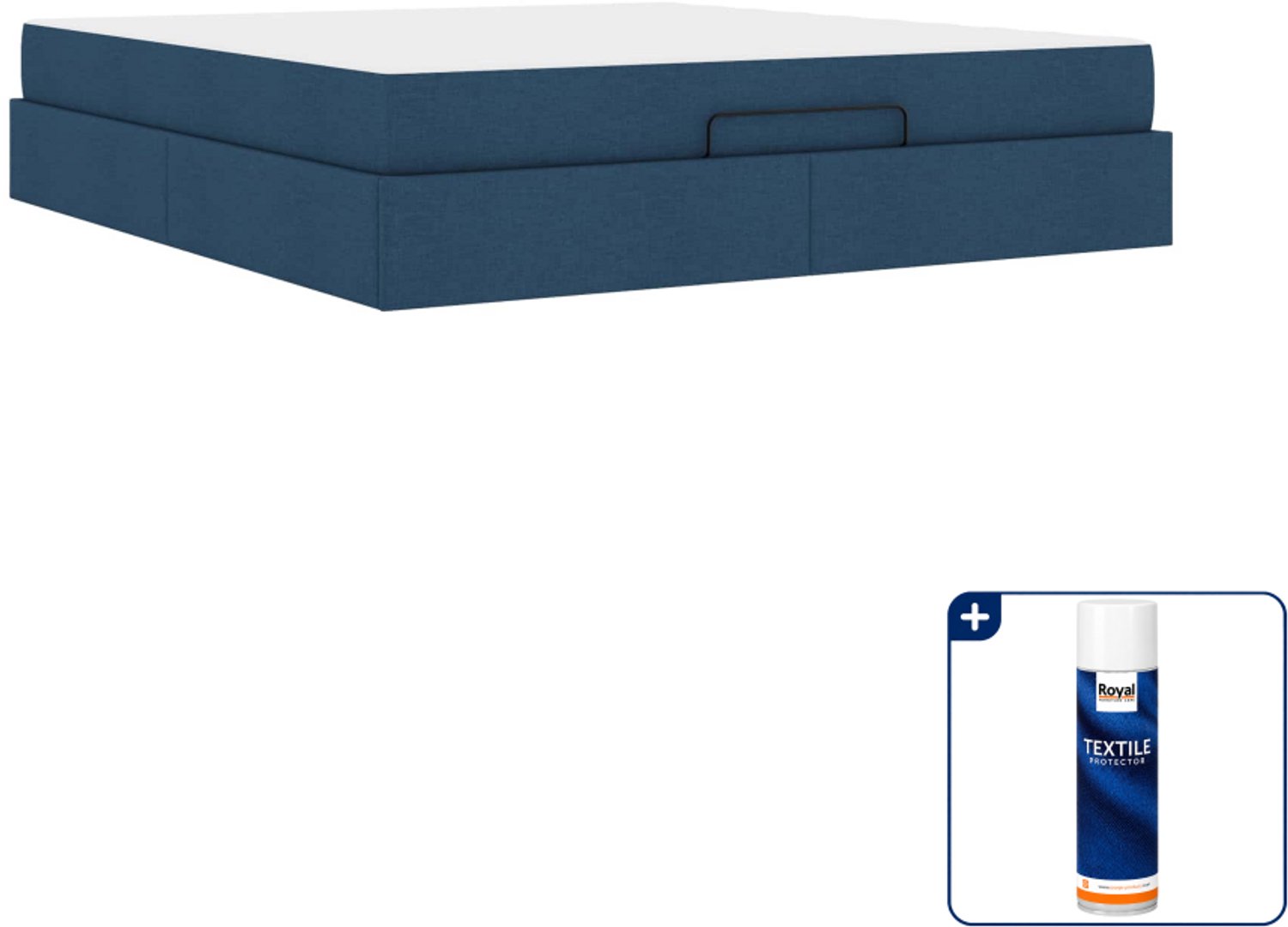 vidaXL Bed met matras - Kingsize - 180 x 200 cm - stof - blauw - Inclusief textielbeschermer 500 ml Bruin