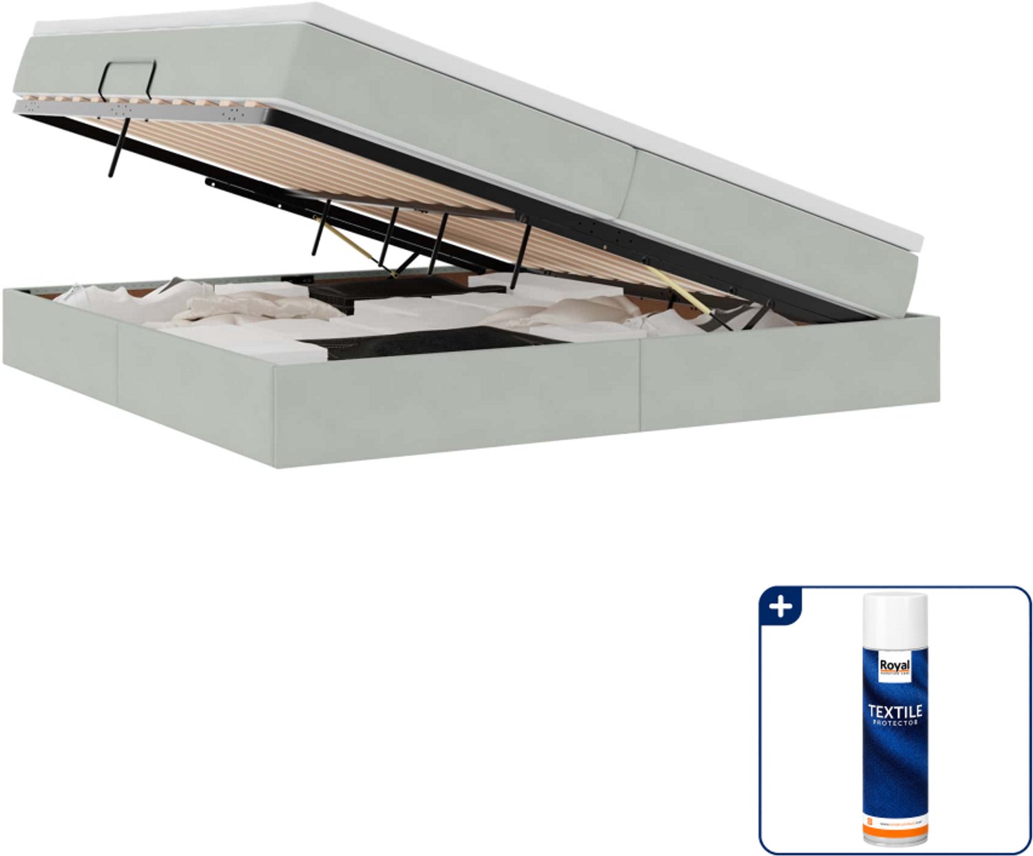 vidaXL Opbergbed - 200 x 200 cm - fluweel - lichtgrijs - Inclusief textielbeschermer 500 ml