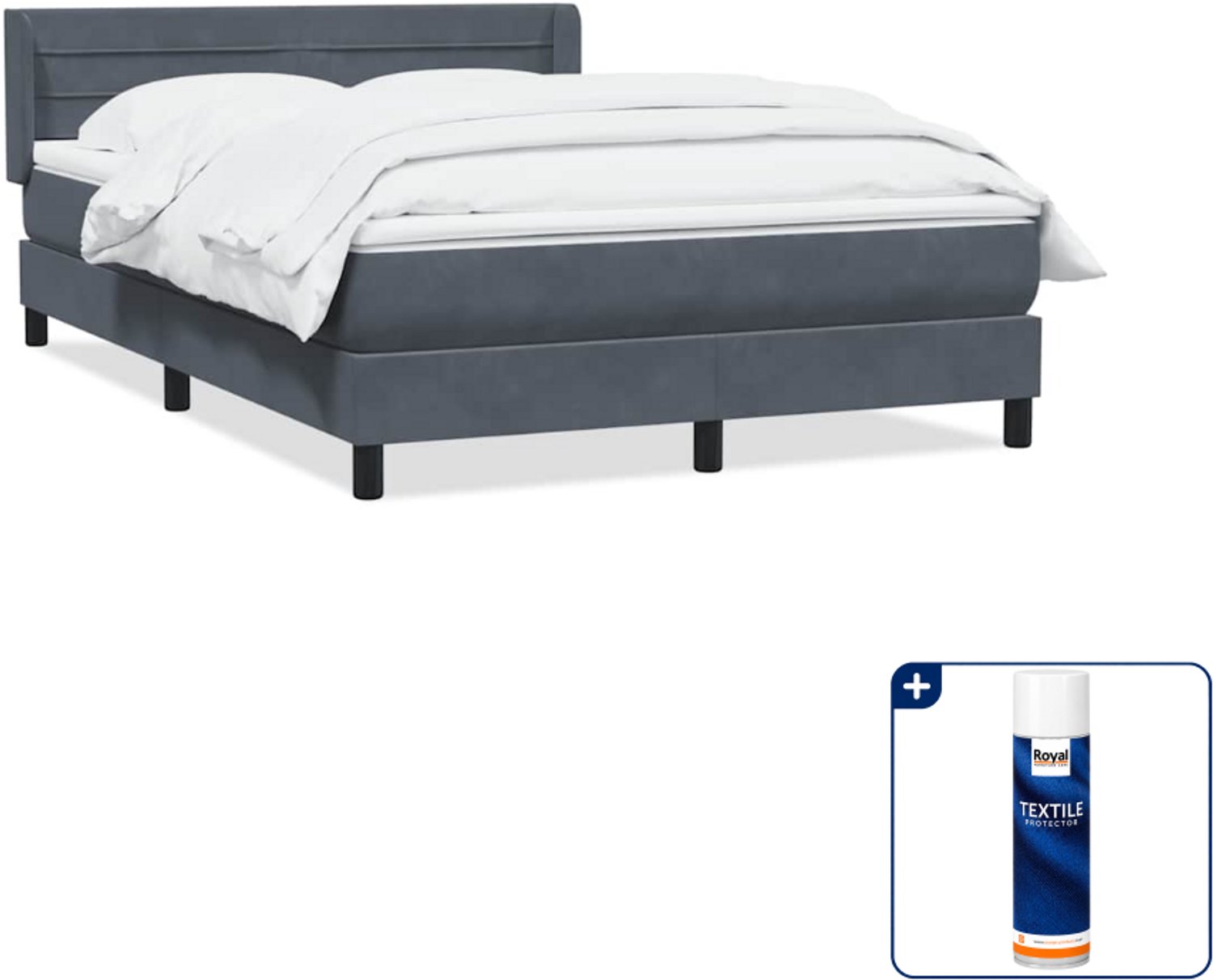 vidaXL boxspring Queensize - 160 x 210 cm - donkergrijs - Inclusief textielbeschermer 500 ml