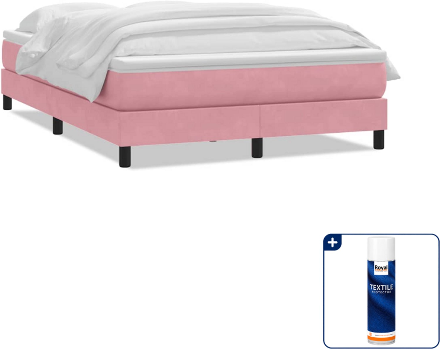 vidaXL boxspring met matras - Small double - 140x210 cm - roze - Inclusief textielbeschermer 500 ml Bruin