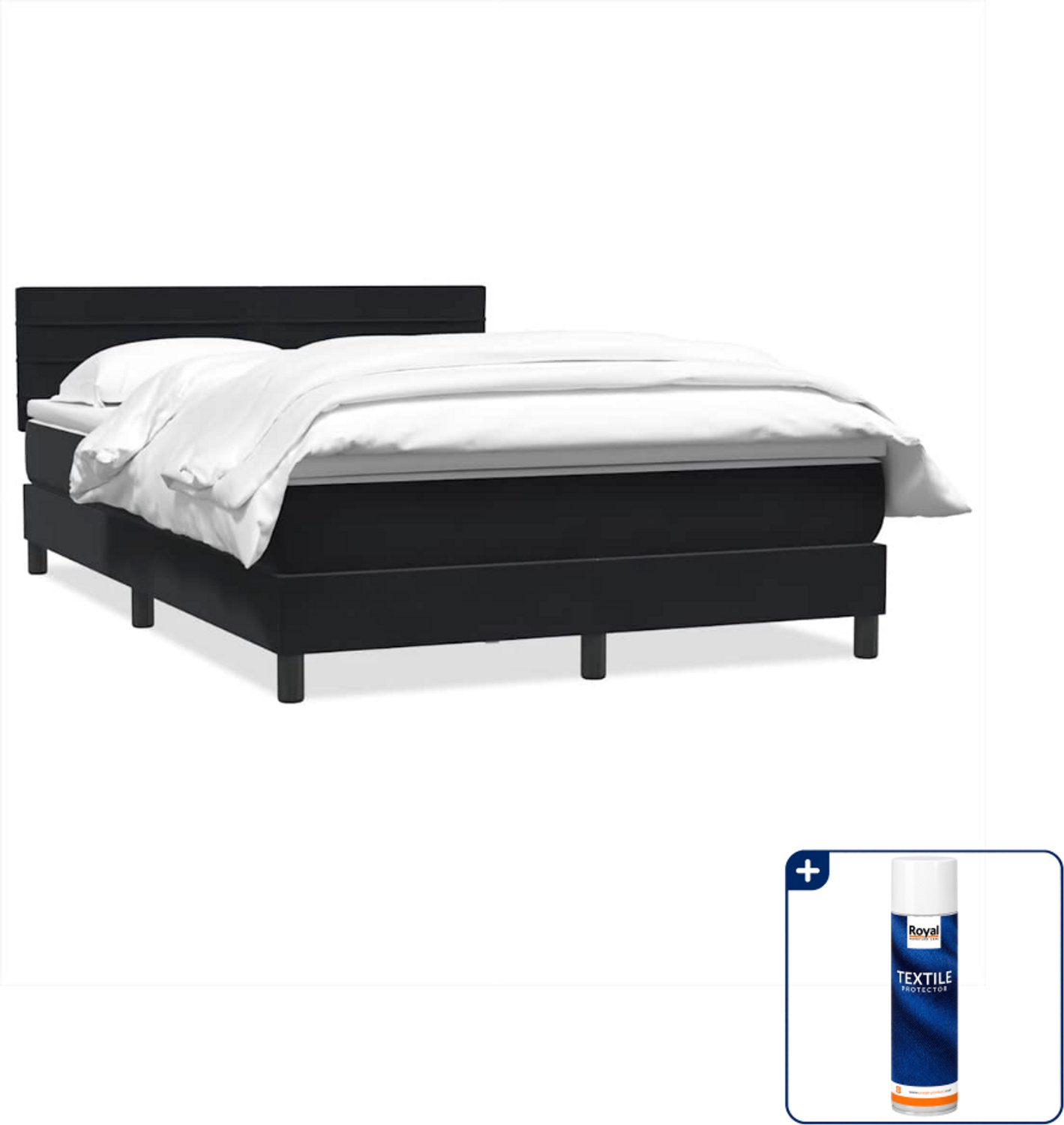 vidaXL boxspring met matras - Queensize - 160 x 210 cm - zwart - Inclusief textielbeschermer 500 ml