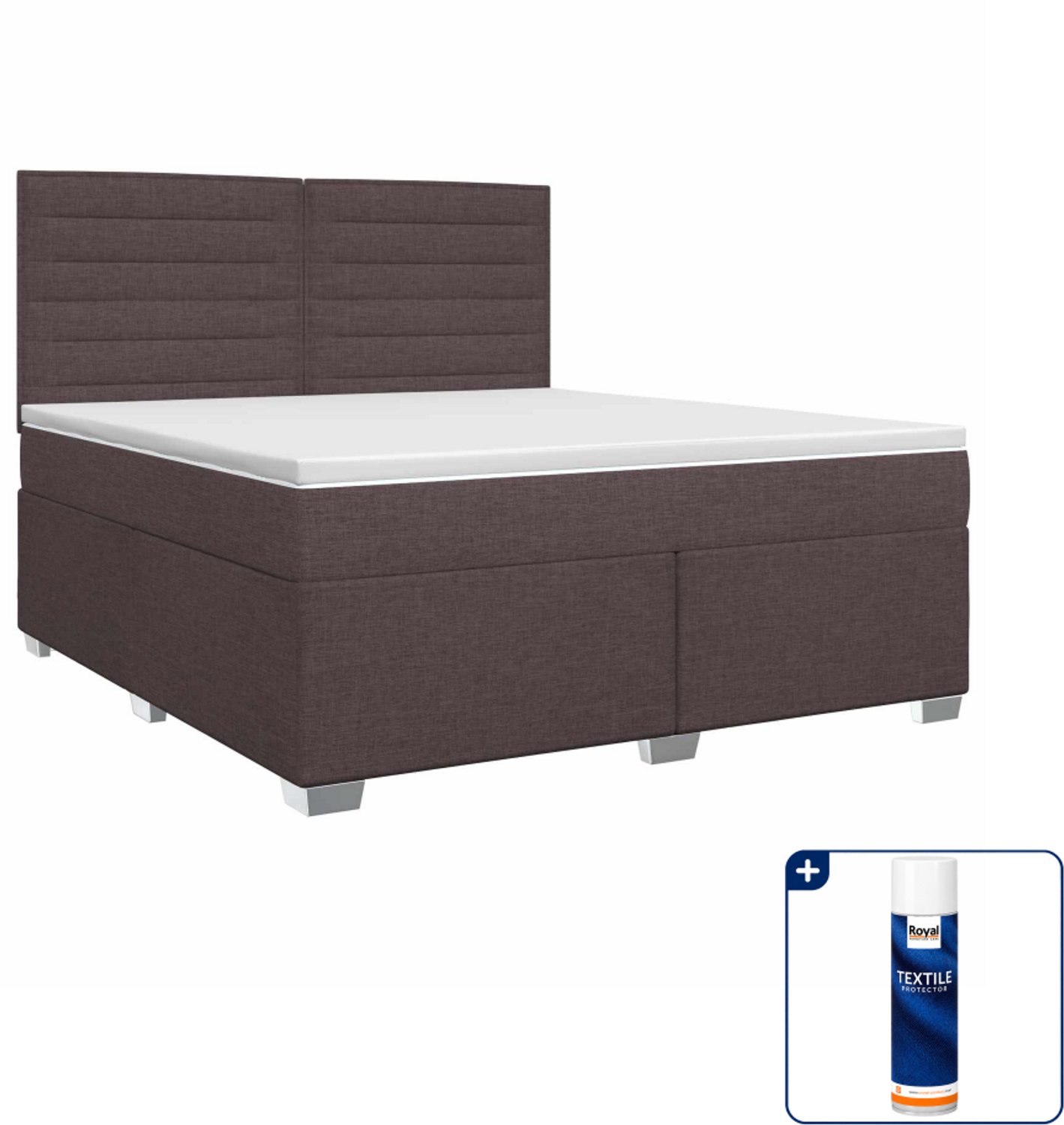 vidaXL boxspringbed - Queensize - 160 x 200 cm - donkerbruin - Inclusief textielbeschermer 500 ml