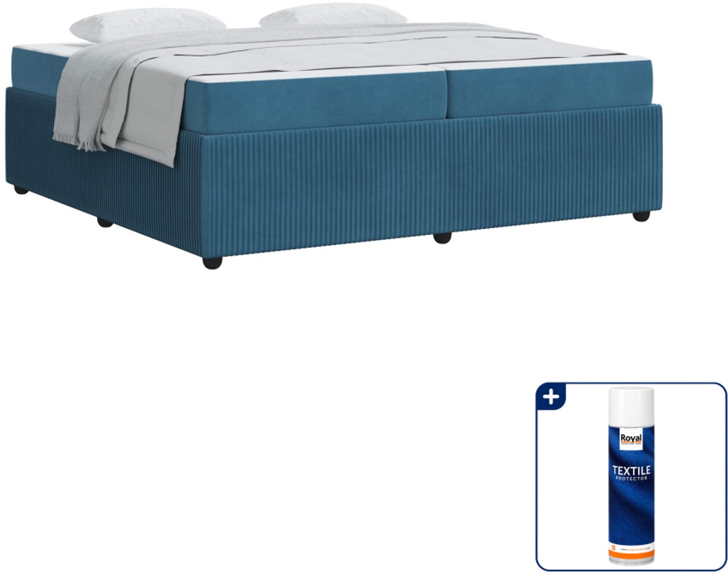 vidaXL bed met matras - 200 x 200 cm - blauw - Inclusief textielbeschermer 500 ml
