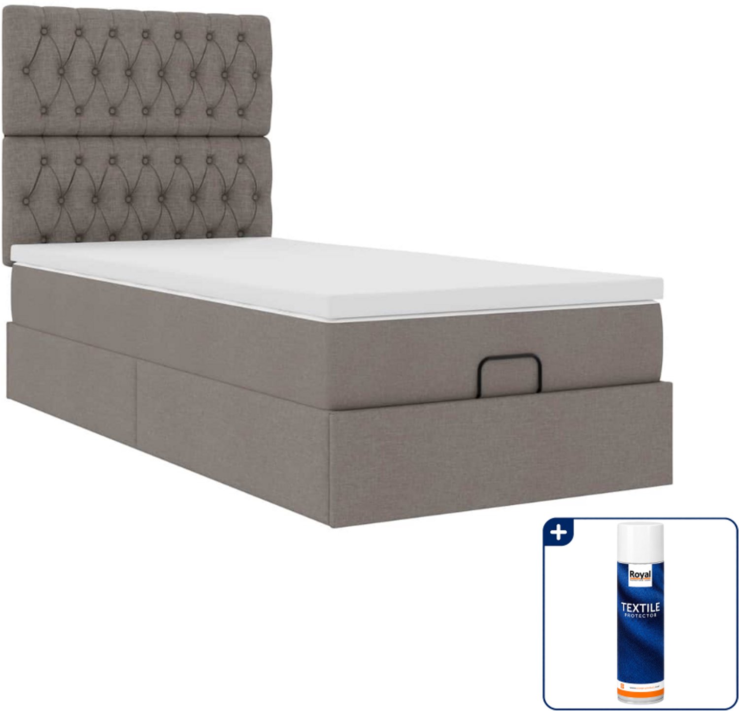 vidaXL bed met matras en LED - 90 x 200 cm - stof - taupe - Inclusief textielbeschermer 500 ml Grijs