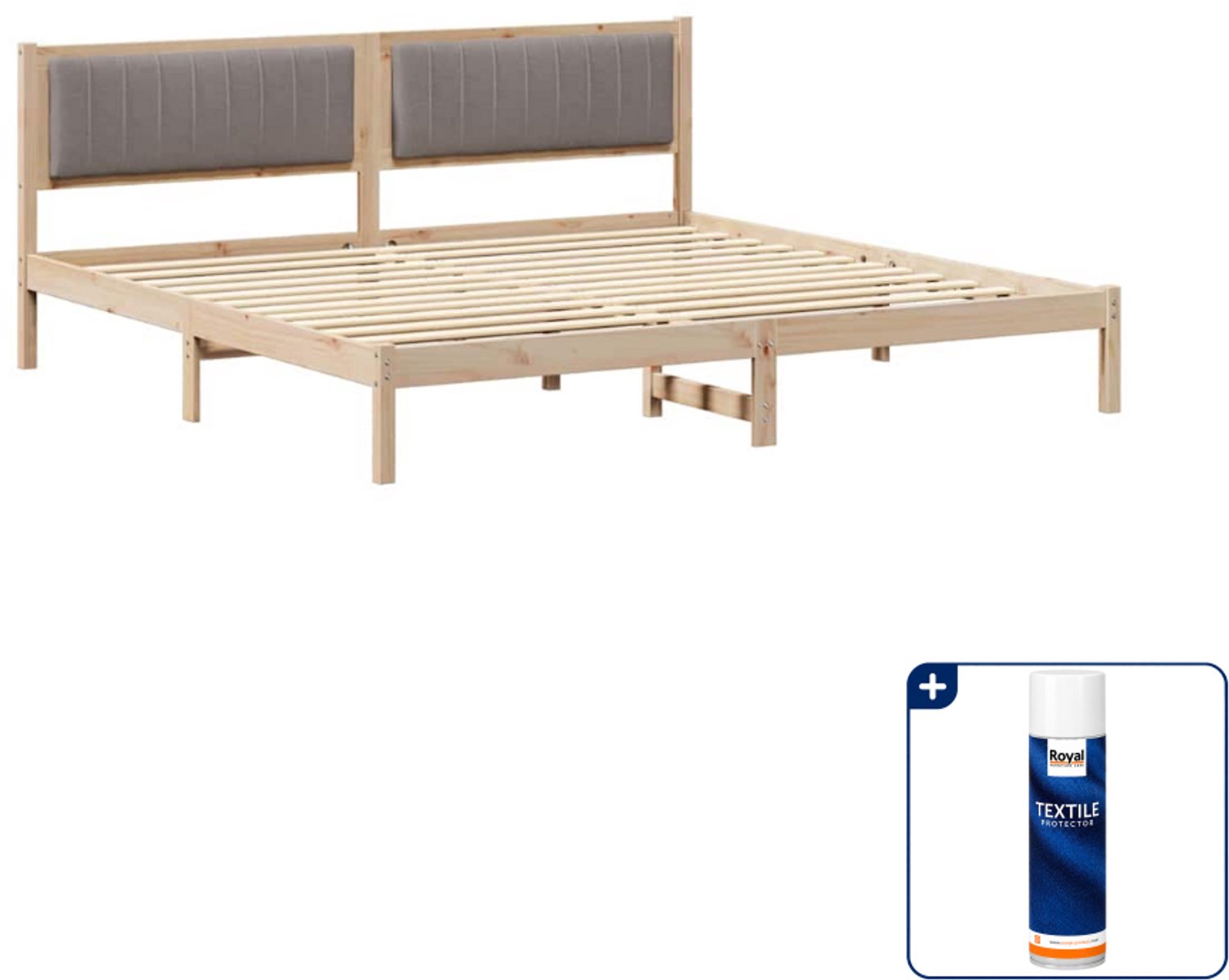 vidaXL bedframe - 200 x 200 cm - massief grenenhout - taupe - Inclusief textielbeschermer 500 ml Blauw