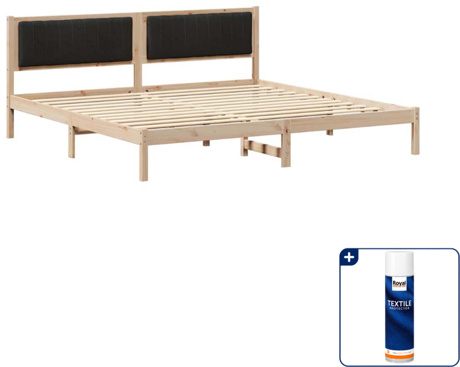 vidaXL bedframe - 200 x 200 cm - massief grenenhout - zwart - Inclusief textielbeschermer 500 ml Groen