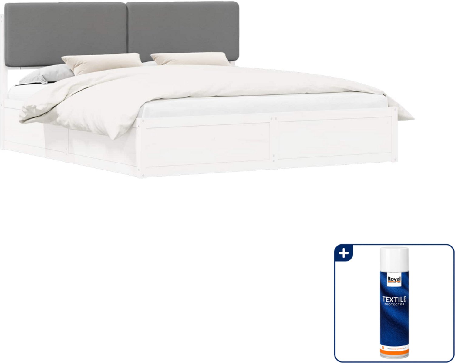 vidaXL Bedframe - 200 x 200 cm - lichtgrijs - Inclusief textielbeschermer 500 ml Zwart