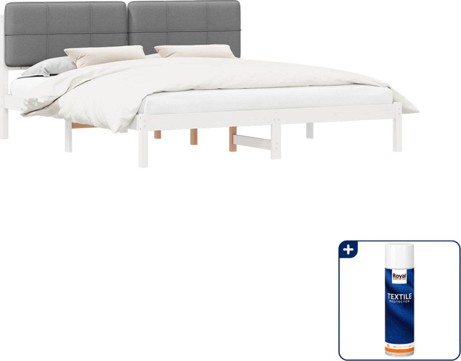 vidaXL bedframe - 200 x 200 cm - lichtgrijs - Inclusief textielbeschermer 500 ml Zwart