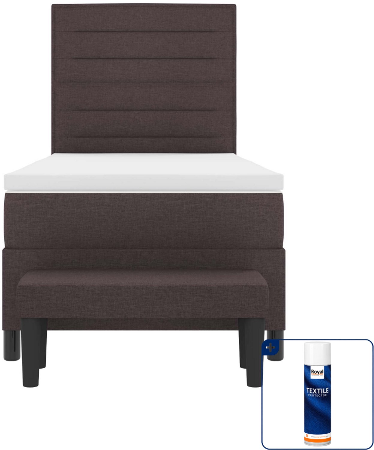 vidaXL boxspringbed - 80 x 200 cm - donkerbruin - stof - Inclusief textielbeschermer 500 ml