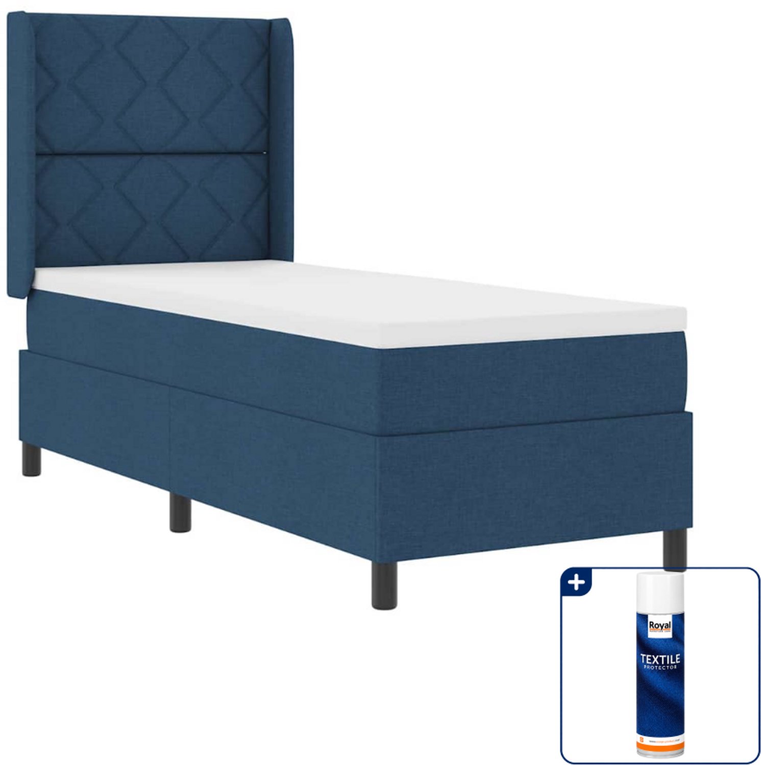 vidaXL boxspring - 90 x 190 cm - blauw - Inclusief textielbeschermer 500 ml