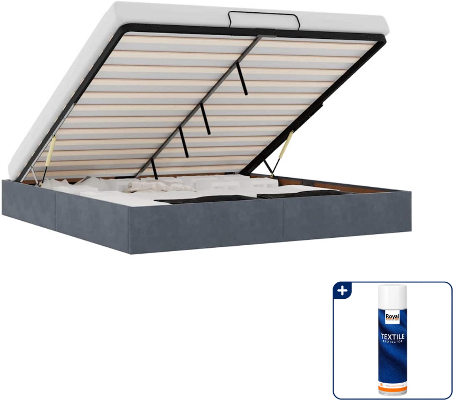 vidaXL Queensize bedframe - 160 x 200 cm - fluweel - donkergrijs - Inclusief textielbeschermer 500 ml Bruin