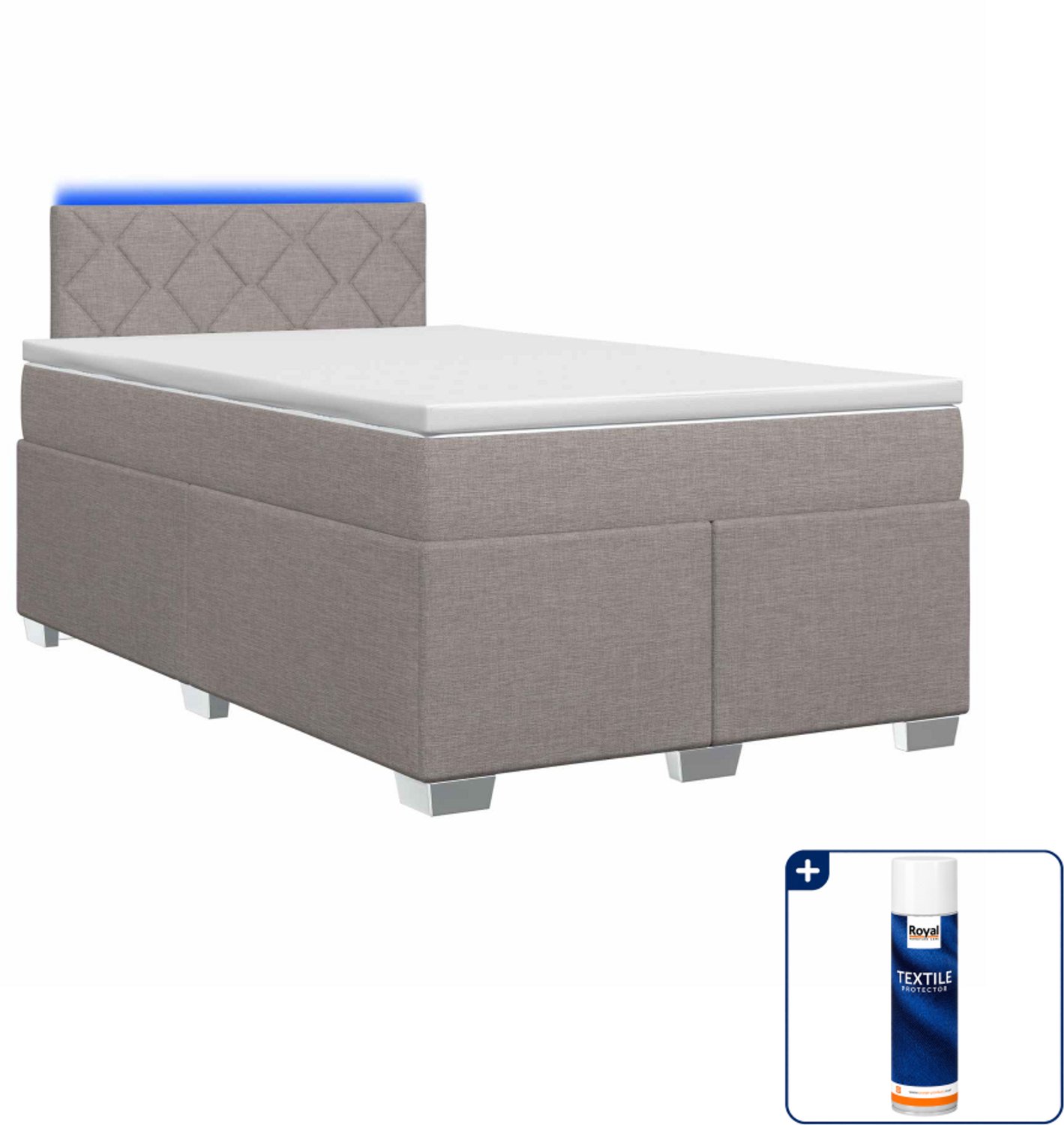 vidaXL boxspring - 120 x 190 cm - stof - taupe - Inclusief textielbeschermer 500 ml