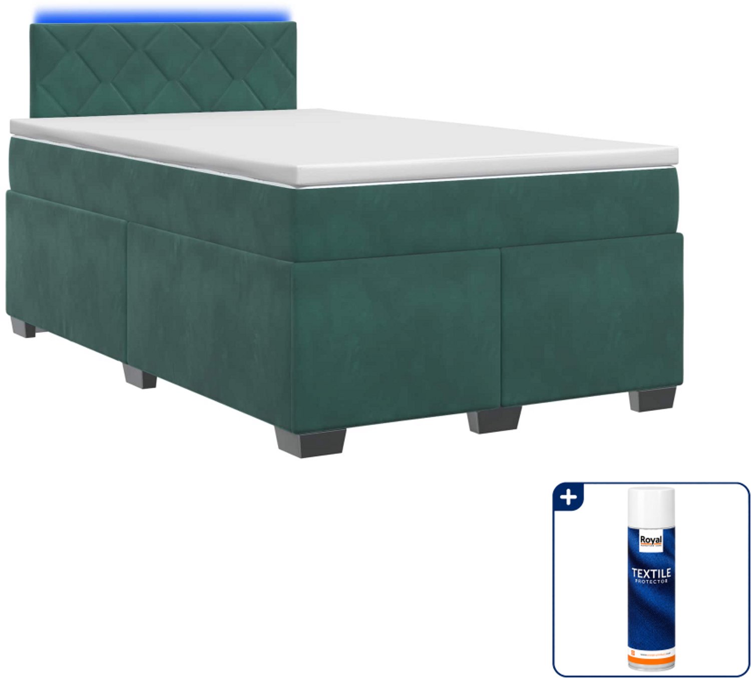 vidaXL boxspring - 120 x 200 cm - fluweel - donkergroen - Inclusief textielbeschermer 500 ml