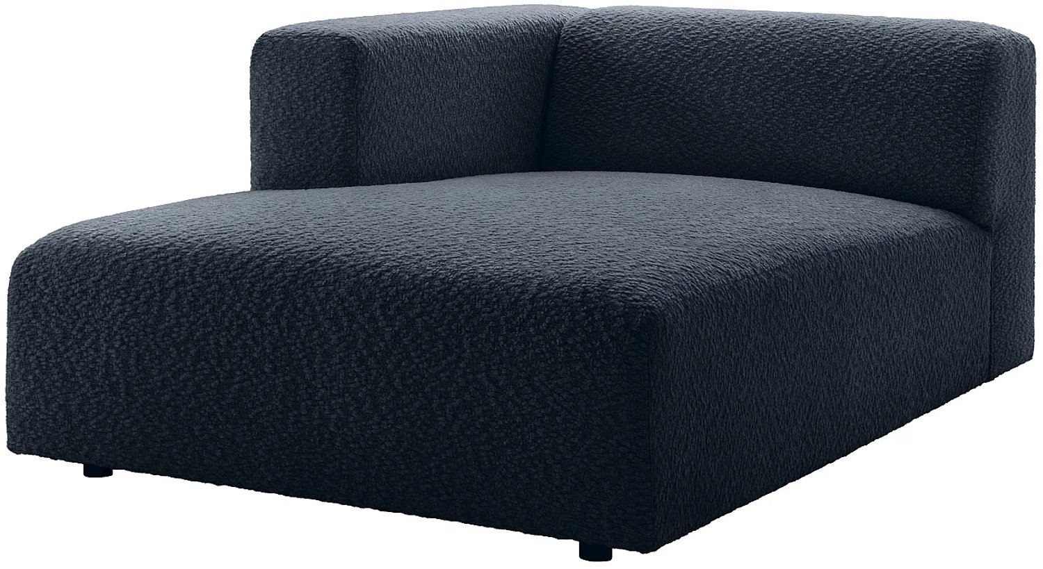 Vente-unique Linker chaise longue met armleuning in nachtblauwe chenillestof TORISO