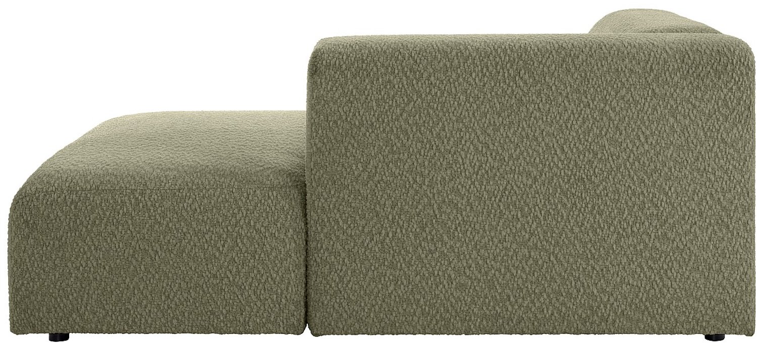 Vente-unique Rechte chaise longue met armleuning in groene chenillestof - TORISO