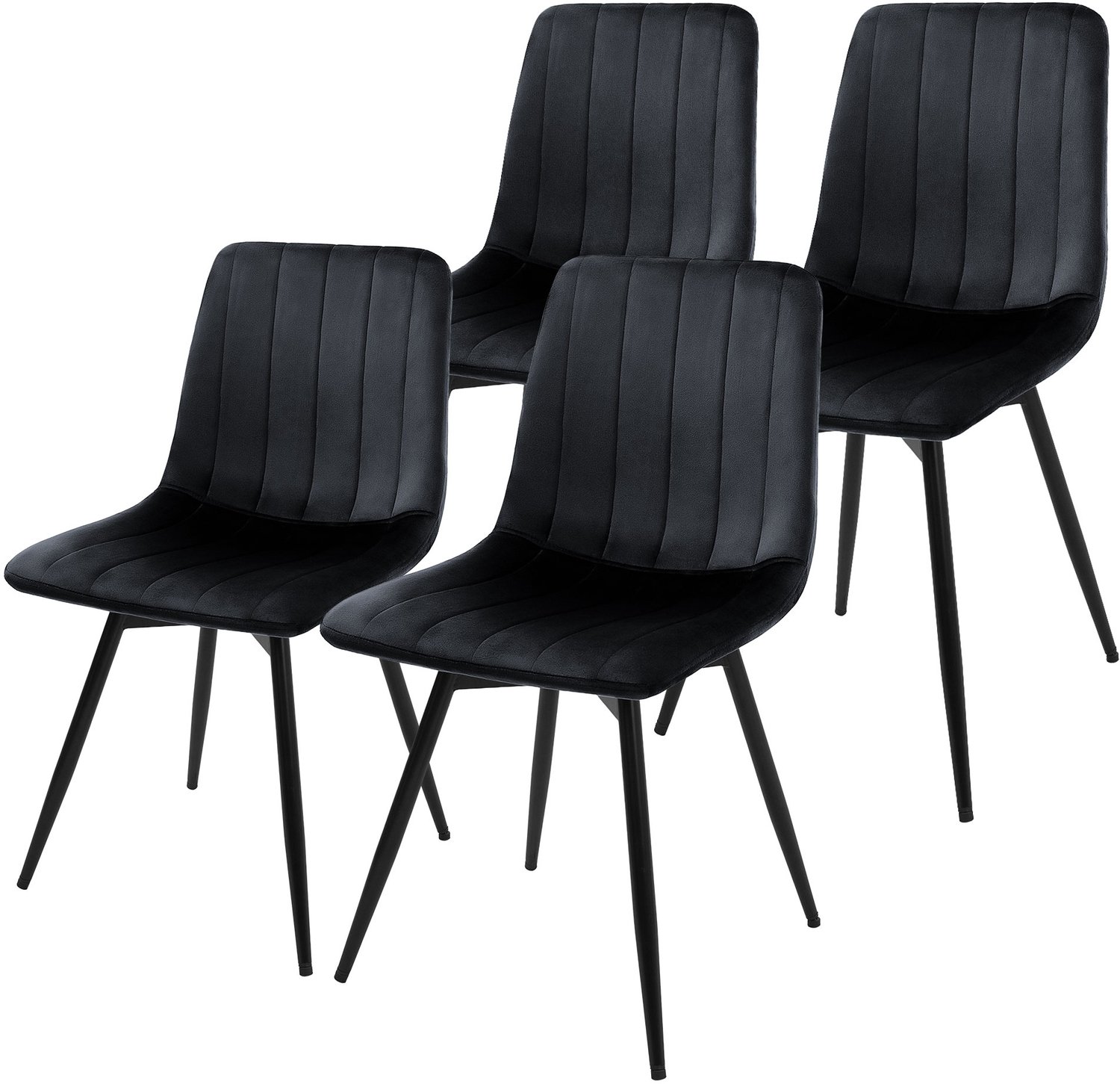 ml-design Eetkamerstoelen 360° draaibaar, set van 2 stoelen in gestoffeerd fluweel, draaistoel met rugleuning, stevige verstelbare metalen poten voor de keuken en woonkamer tot 120 kg, moderne keukenstoelen met een comfortabele vulling, zwart