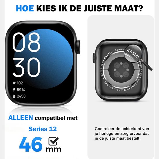 Instructie voor het kiezen van de juiste maat smartwatch; alleen compatibel met Series 12 46mm.