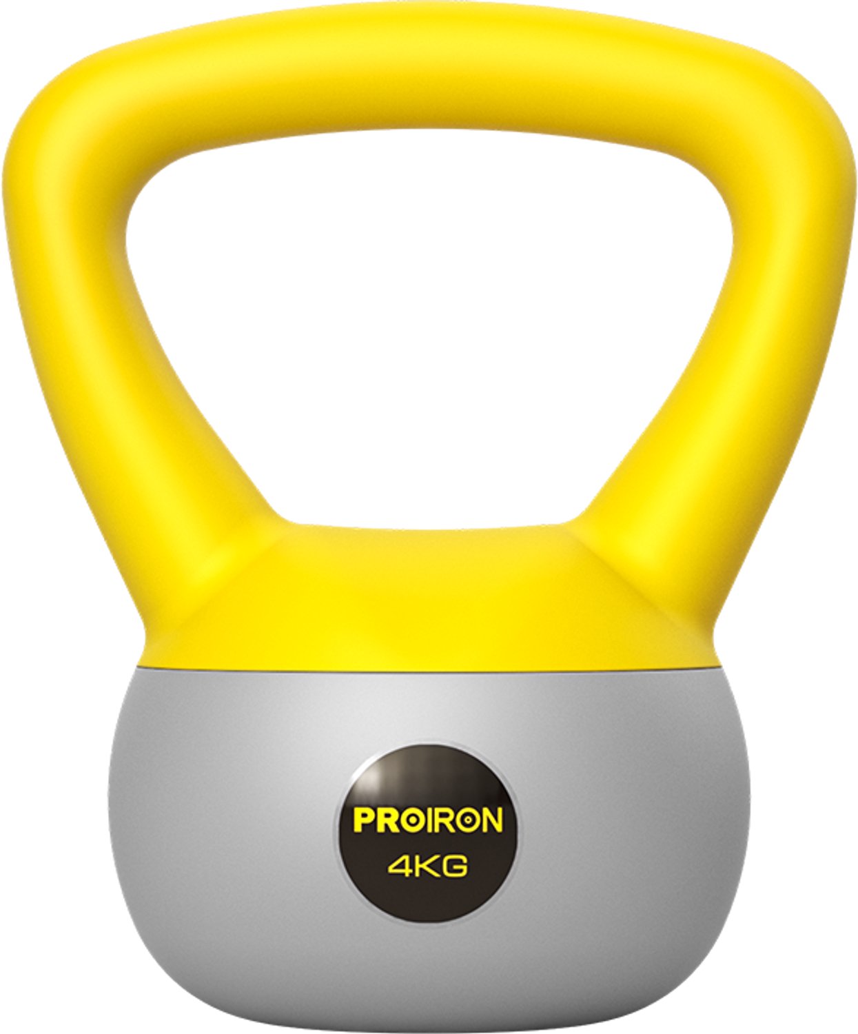 PROIRON Zachte Kettlebell - 4 kg - Brede Handgreep - Geel/Grijs