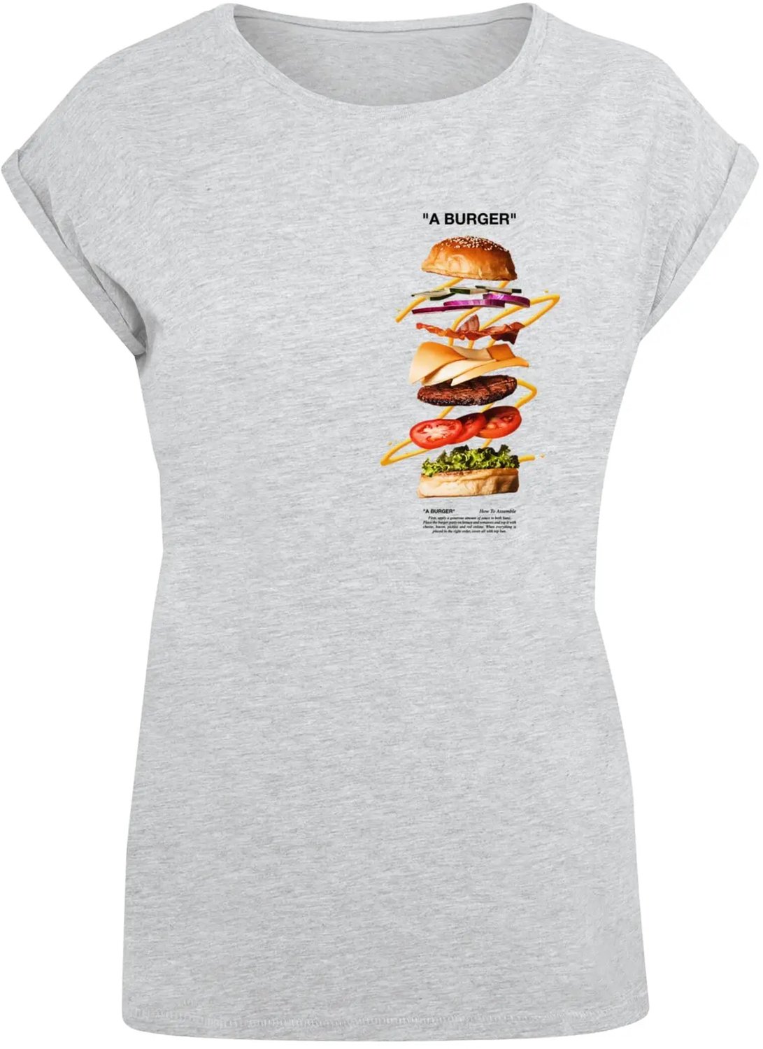 T-shirt dames Mister Tee A Burger Heidegrijs
