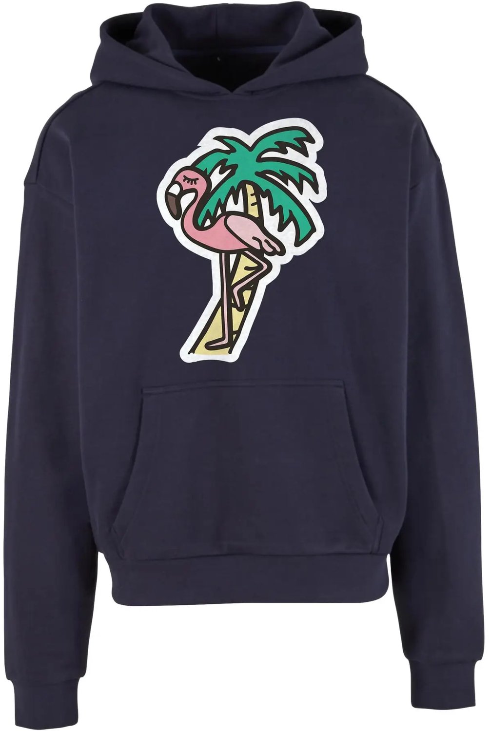 Hoodie Mister Tee Flamingo Blauw