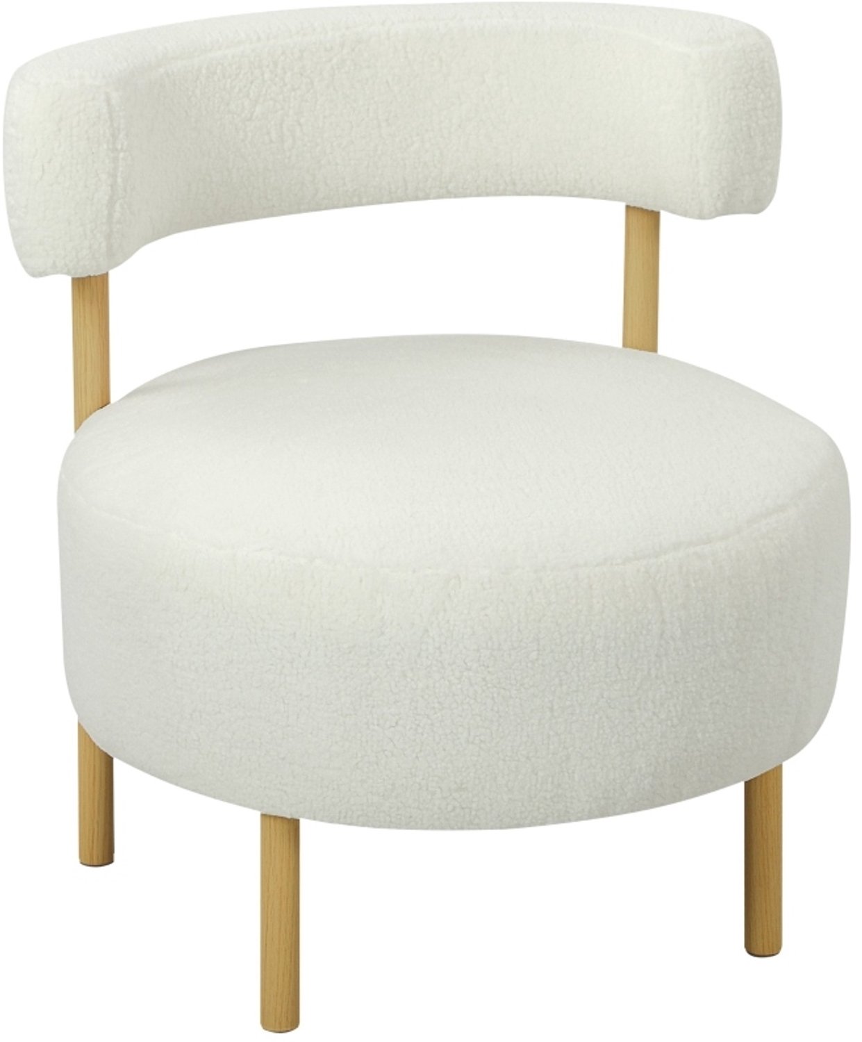STILVORA Fauteuil 67 x 67 x 71 cm - Zachte Sherpabekleding en Gebogen Rugleuning - Voor Woonkamer en Slaapkamer - Polyester - Crèmewit