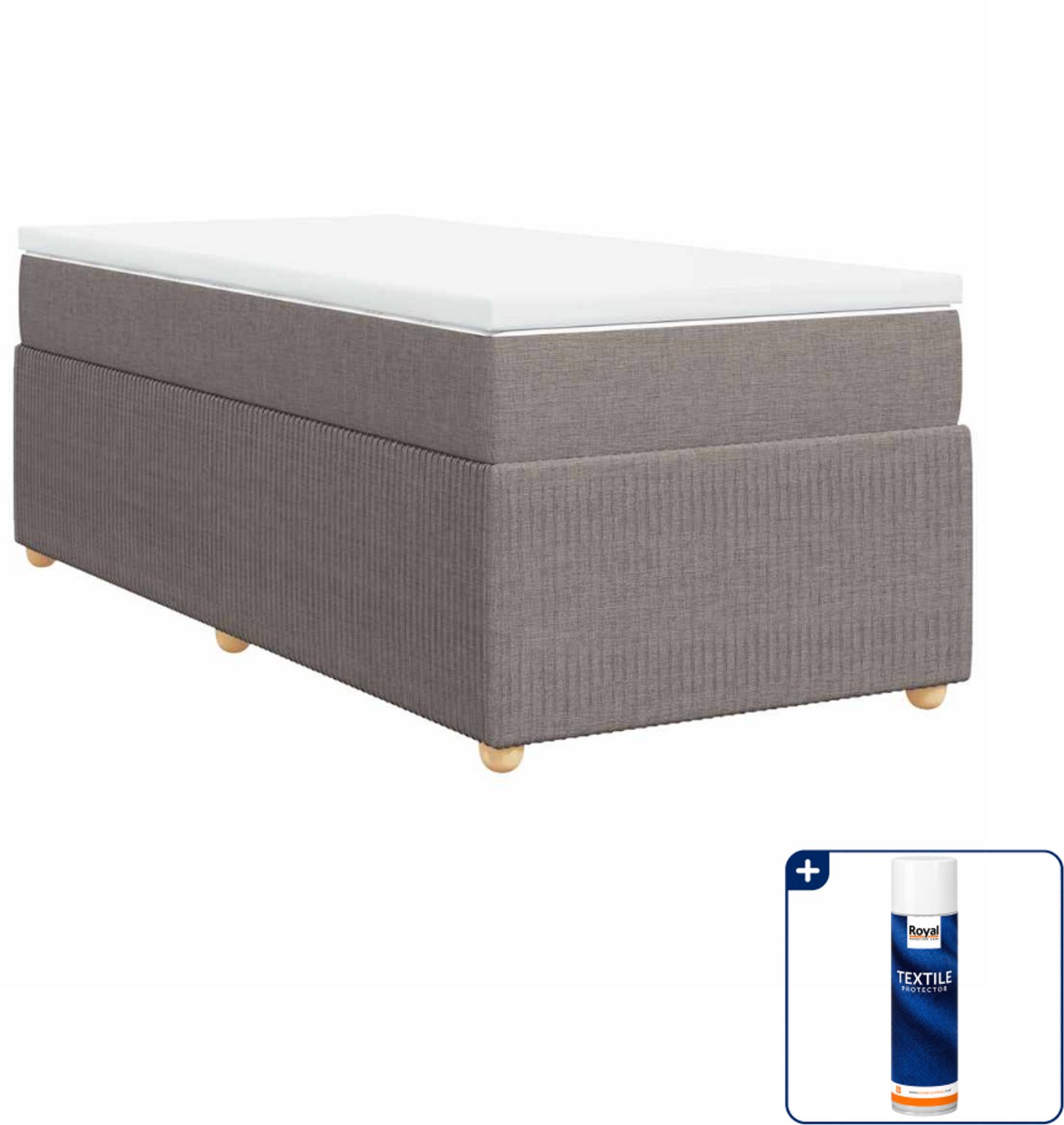 vidaXL boxspring met matras 90 x 190 cm - stof - taupe - Inclusief textielbeschermer 500 ml