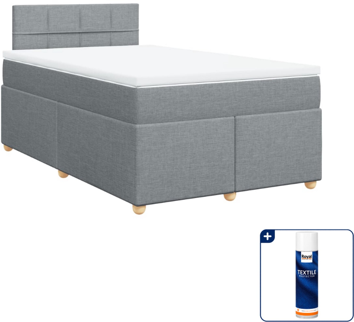 vidaXL boxspring met matras - 120 x 200 cm - stof - lichtgrijs - Inclusief textielbeschermer 500 ml