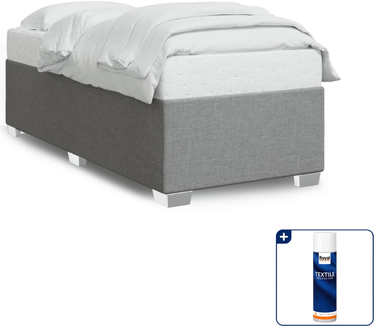 vidaXL bedframe - 100 x 200 cm - stof - lichtgrijs - Inclusief textielbeschermer 500 ml Blauw