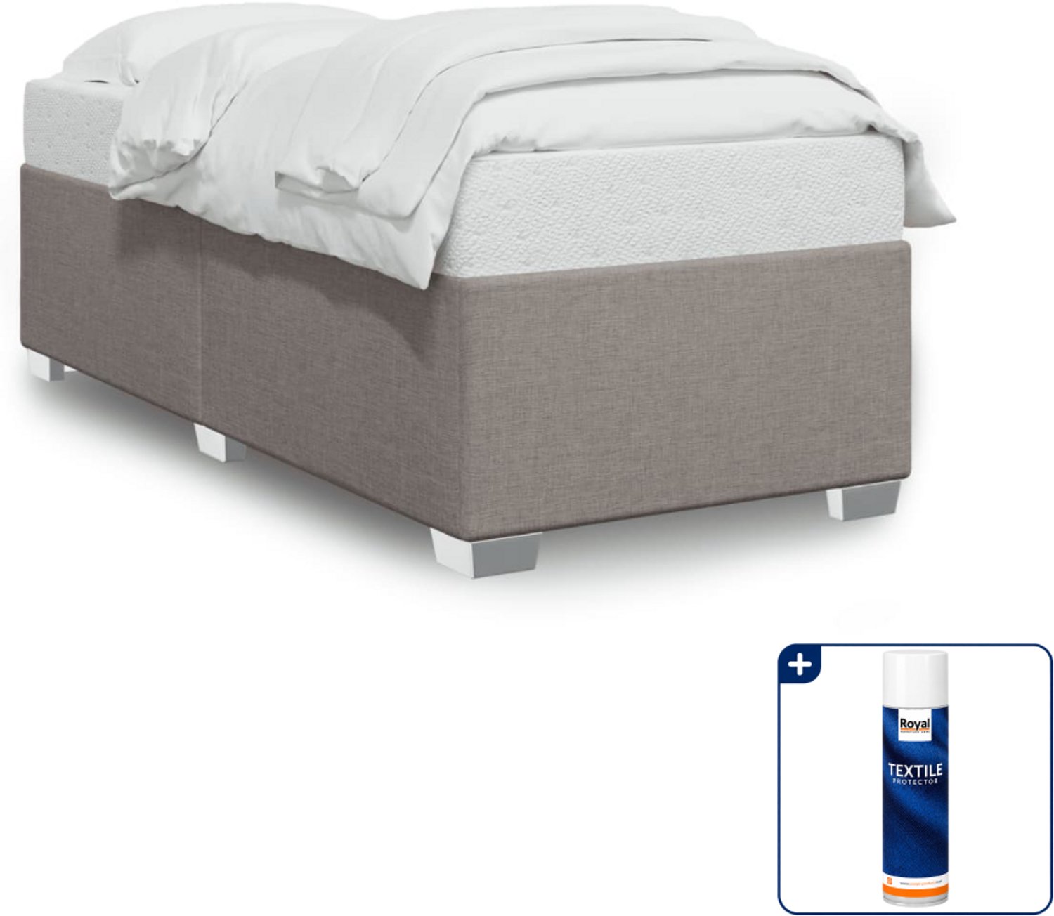 vidaXL bedframe - 90 x 190 cm - stof - taupe - Inclusief textielbeschermer 500 ml Roze