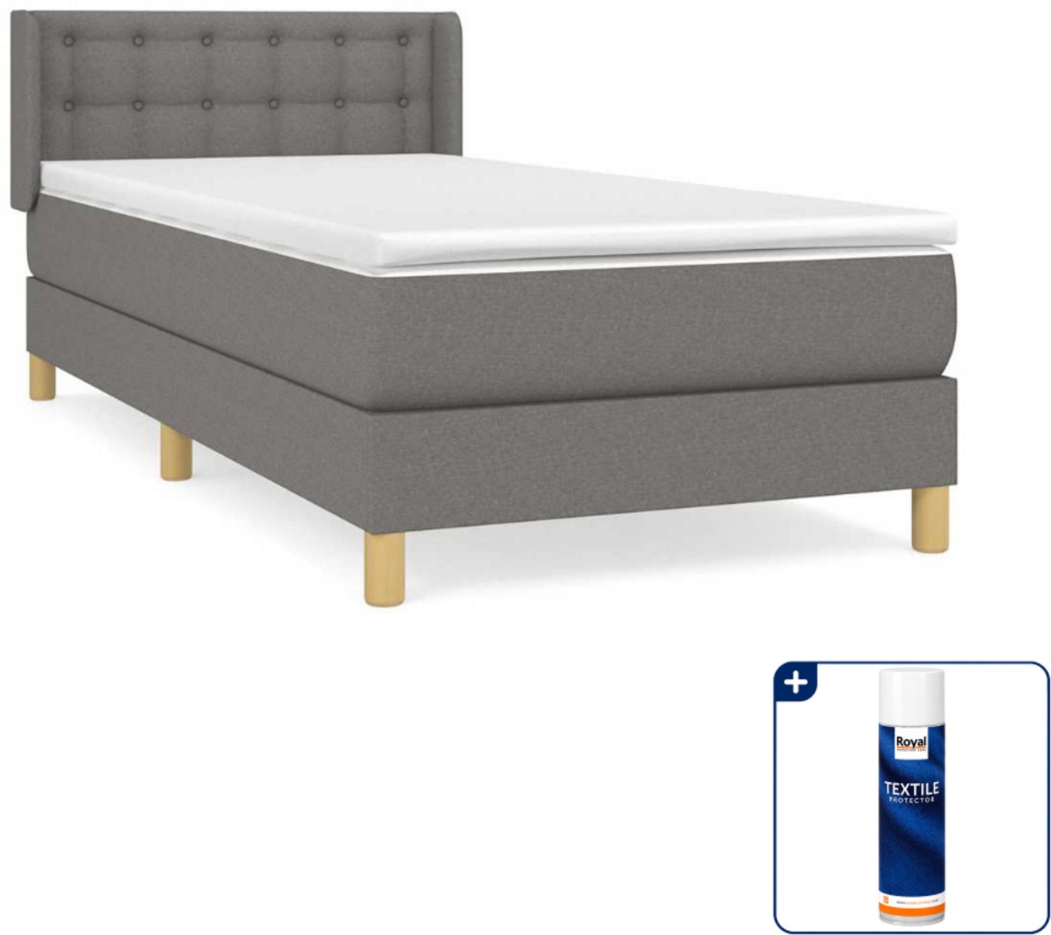 vidaXL boxspring met matras 80 x 200 cm - donkergrijs - Inclusief textielbeschermer 500 ml
