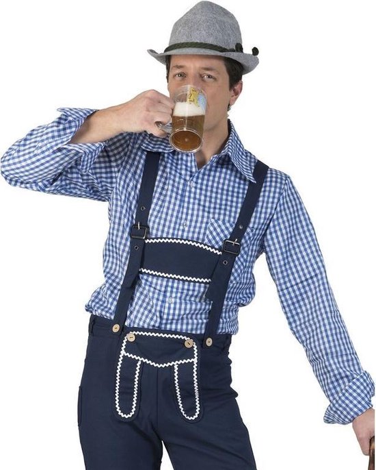 Grote maat blauw/wit tiroler verkleed overhemd voor - Oktoberfest kleding... | bol.com