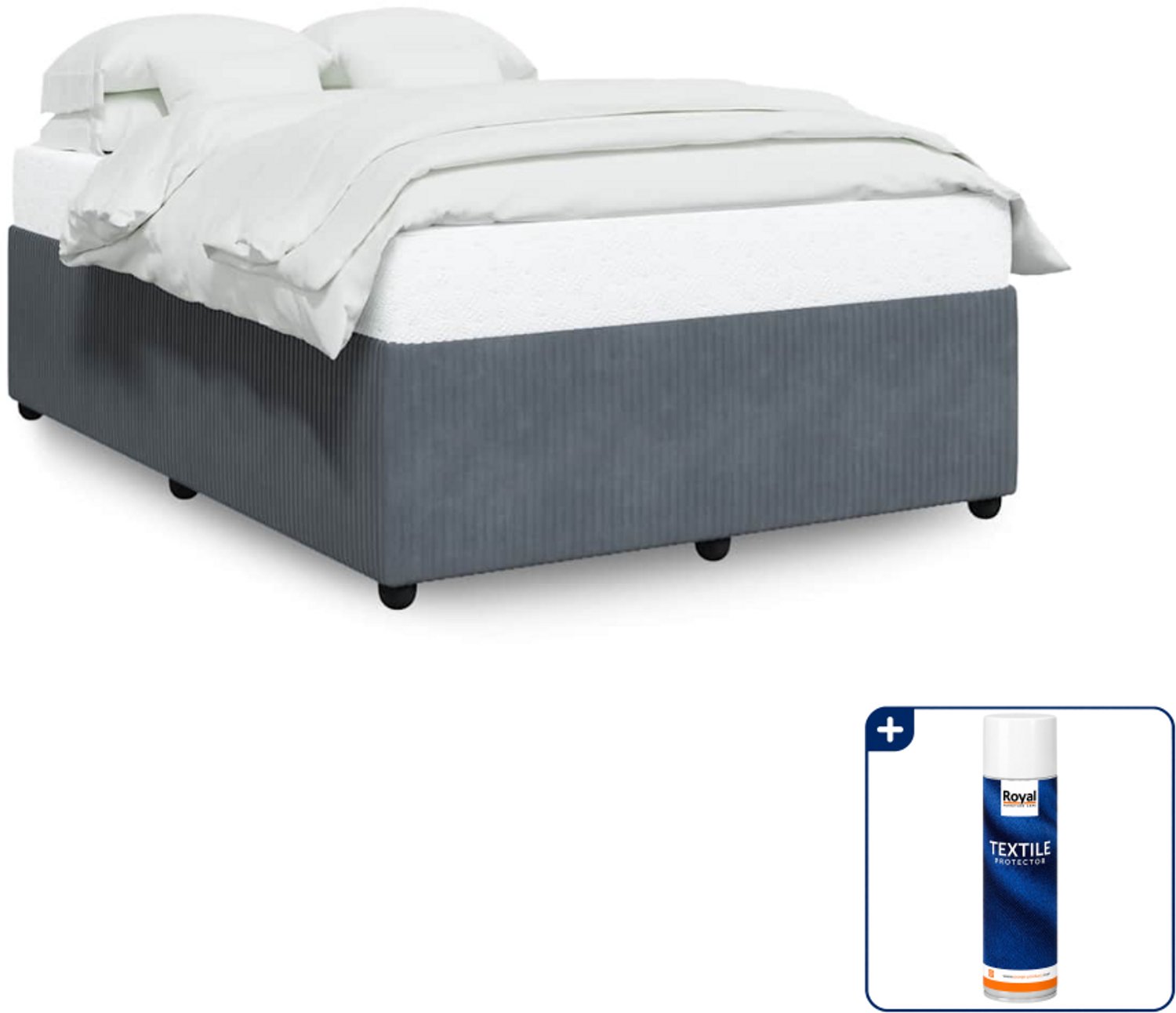 vidaXL Bedframe Small double - 140 x 200 cm - fluweel - donkergrijs - Inclusief textielbeschermer 500 ml