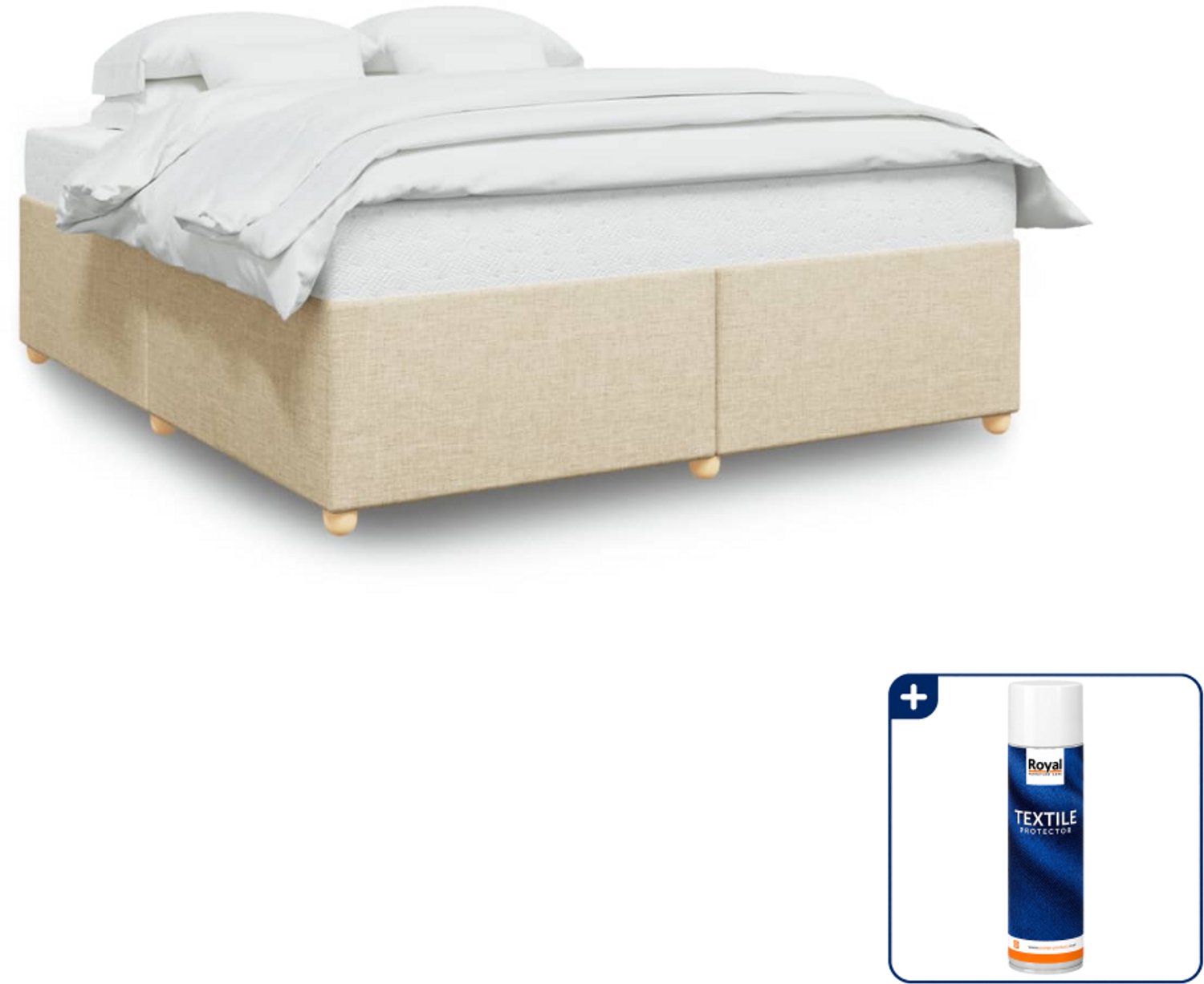 vidaXL bedframe - 200 x 200 cm - stof - crème - Inclusief textielbeschermer 500 ml Groen