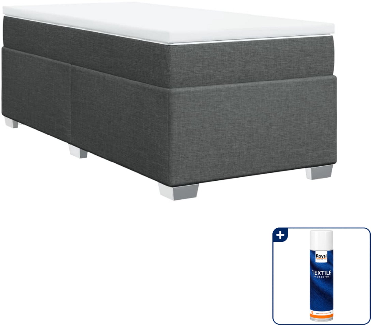 vidaXL boxspring met matras 80 x 200 cm - donkergrijs - Inclusief textielbeschermer 500 ml