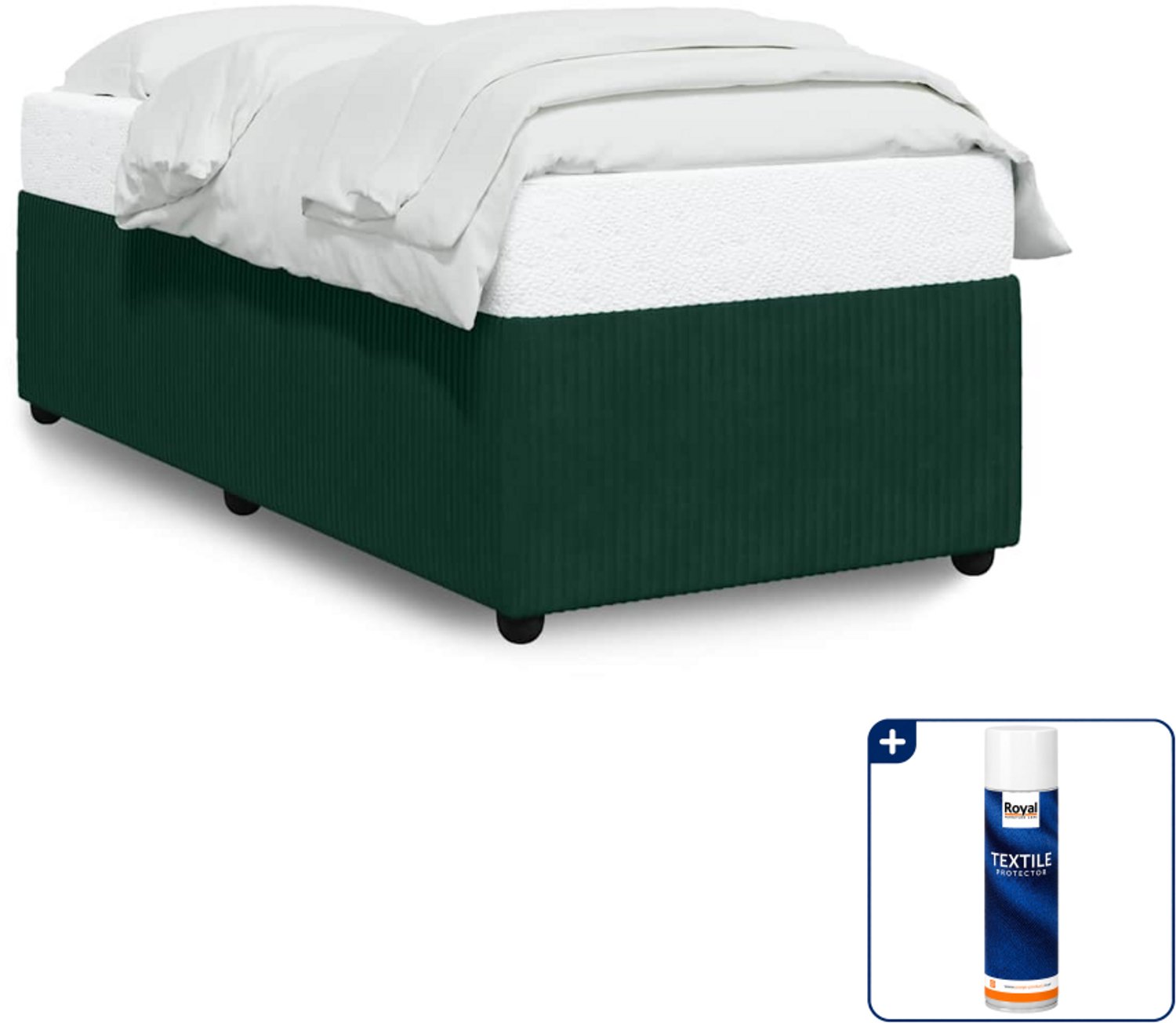 vidaXL Bedframe 80 x 200 cm - fluweel - donkergroen - Inclusief textielbeschermer 500 ml