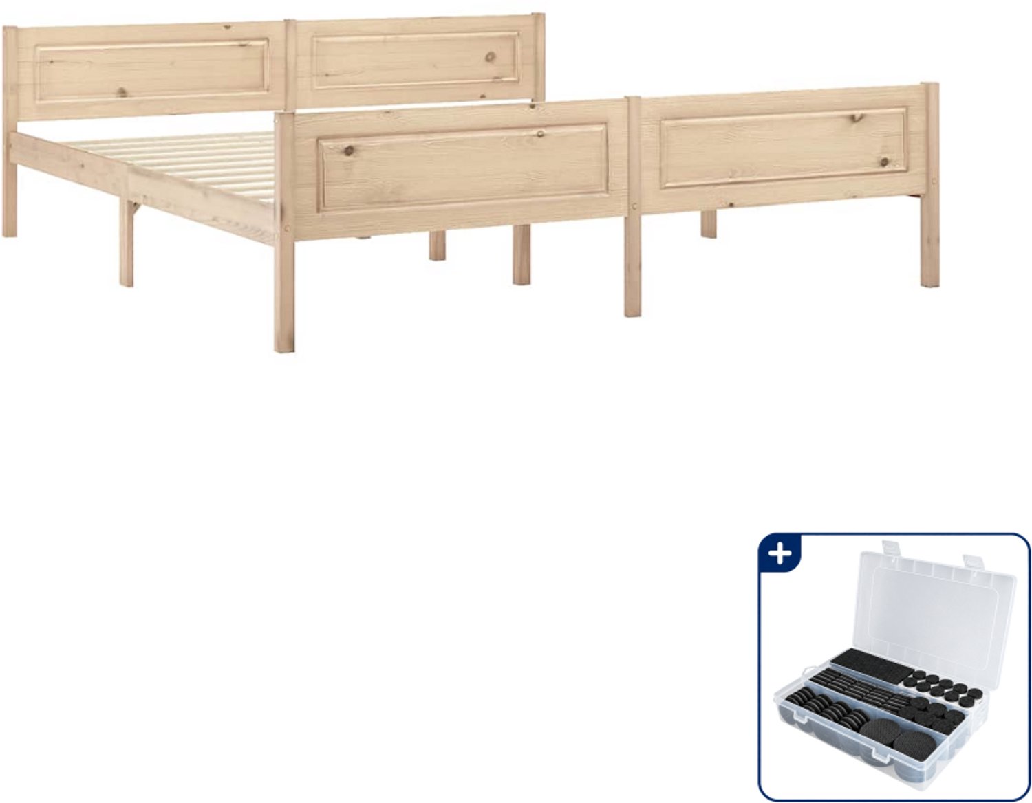 vidaXL Kingsize bedframe - 180 x 200 cm - massief grenenhout - Inclusief antikrasvilt 177-delig Bruin