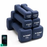Hulser Dumbbell set 0,5 t/m 2 kg - Neopreen - Blauw - Met digitale startgids - 2 x 0.5 kg, 2 x 1 kg en 2 x 2 kg - Gewichten - Fitness halterset - Krachttraining halters