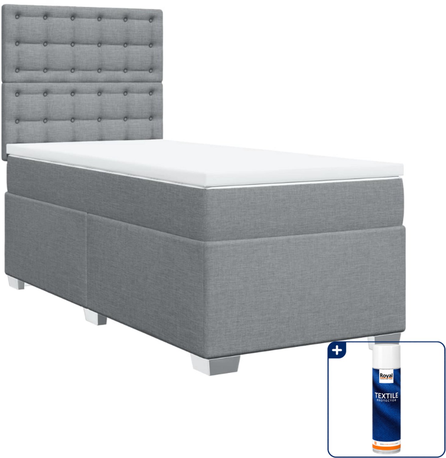 vidaXL boxspring met matras - 80 x 200 cm - lichtgrijs - Inclusief textielbeschermer 500 ml