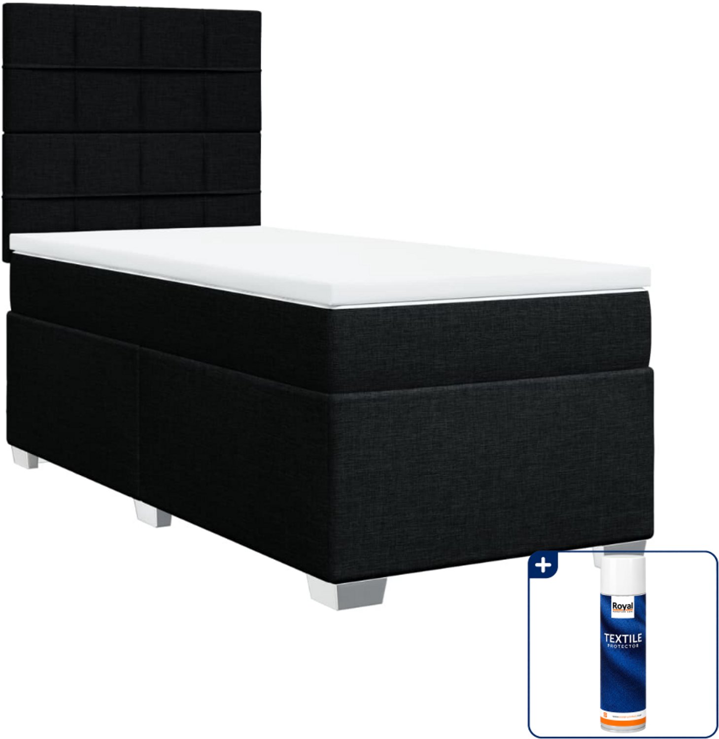 vidaXL Boxspring 80 x 200 cm - stof - zwart - Inclusief textielbeschermer 500 ml