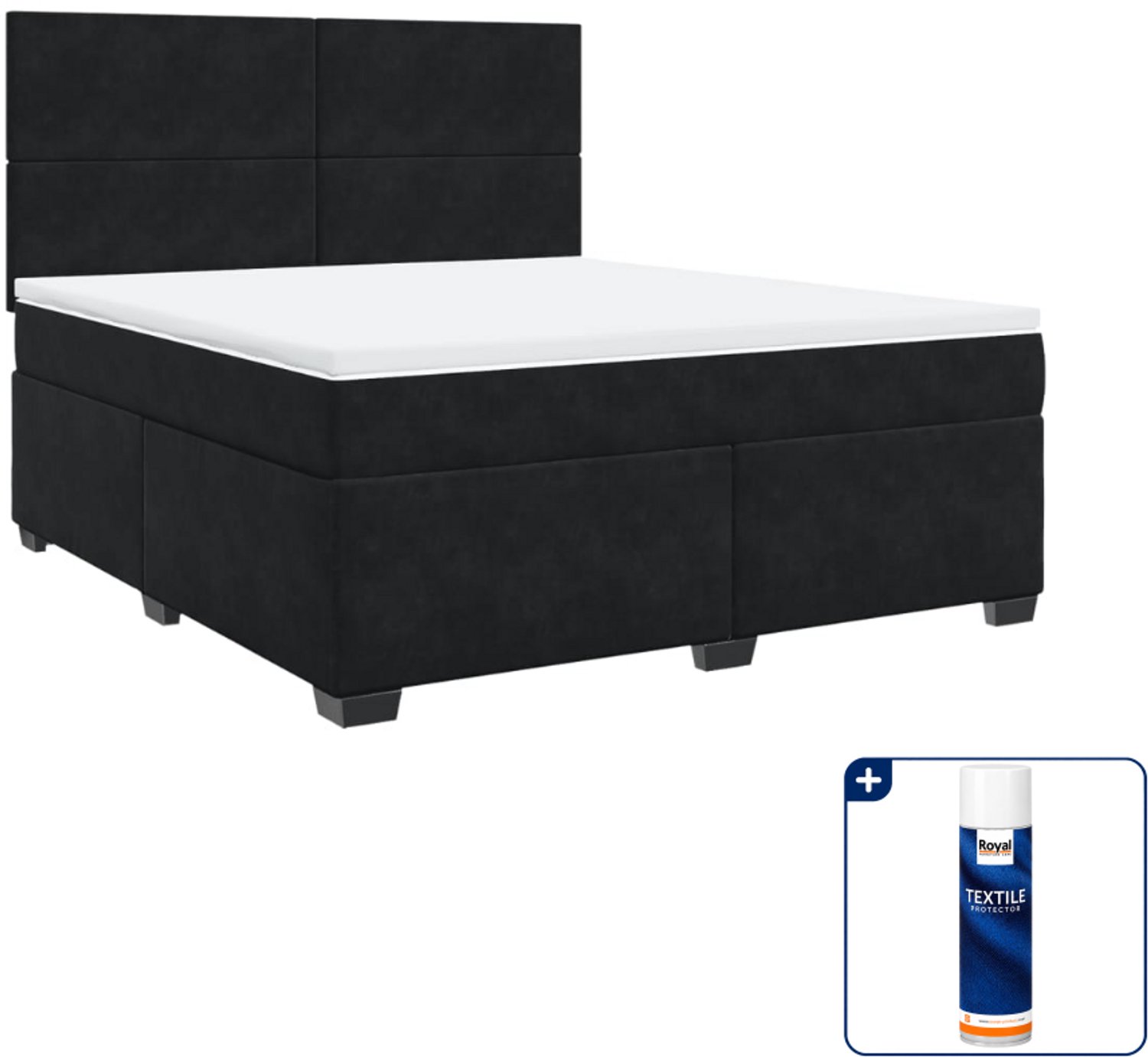 vidaXL Boxspring - Kingsize - 180 x 200 cm - zwart - Inclusief textielbeschermer 500 ml